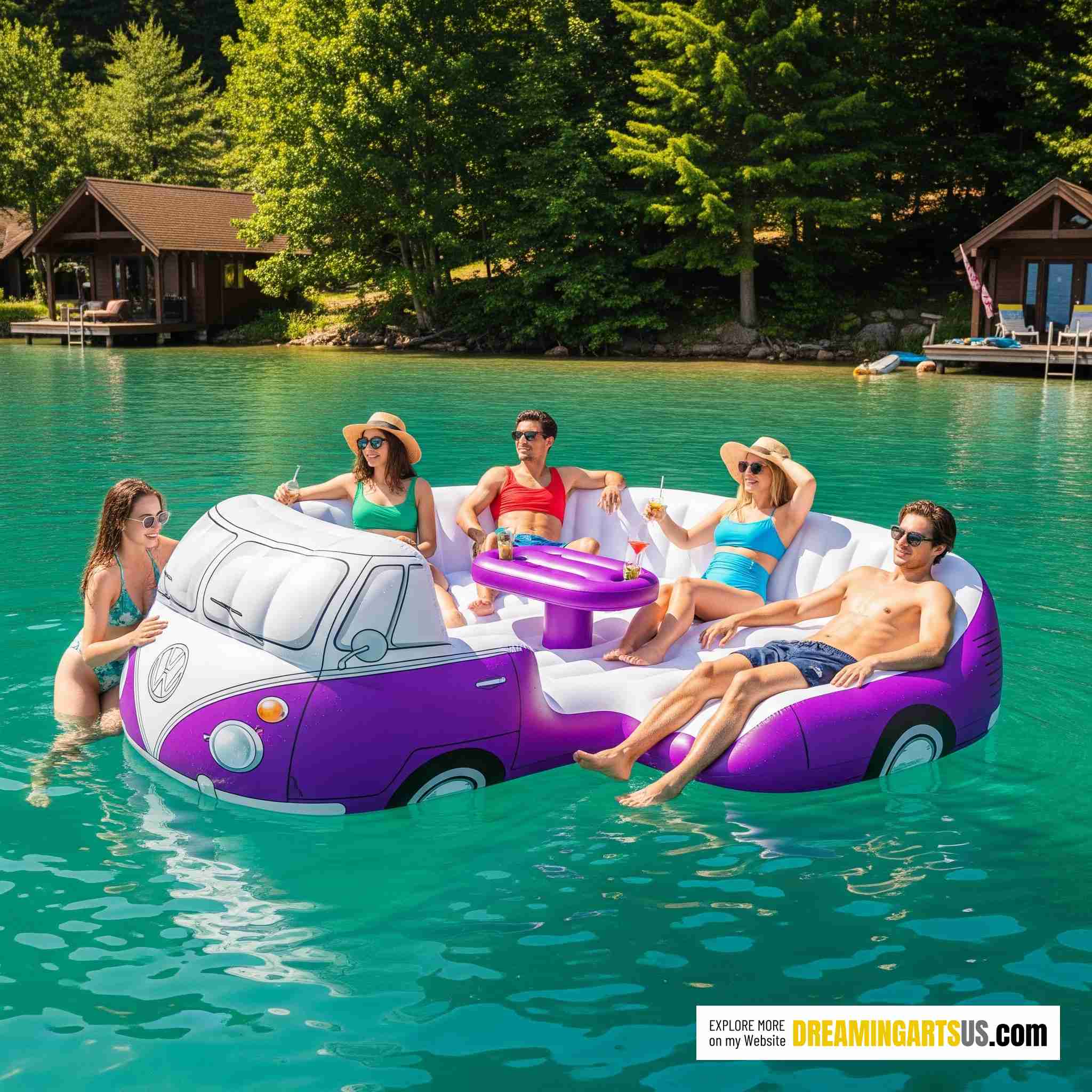Inflatable VW Bus Lake Float