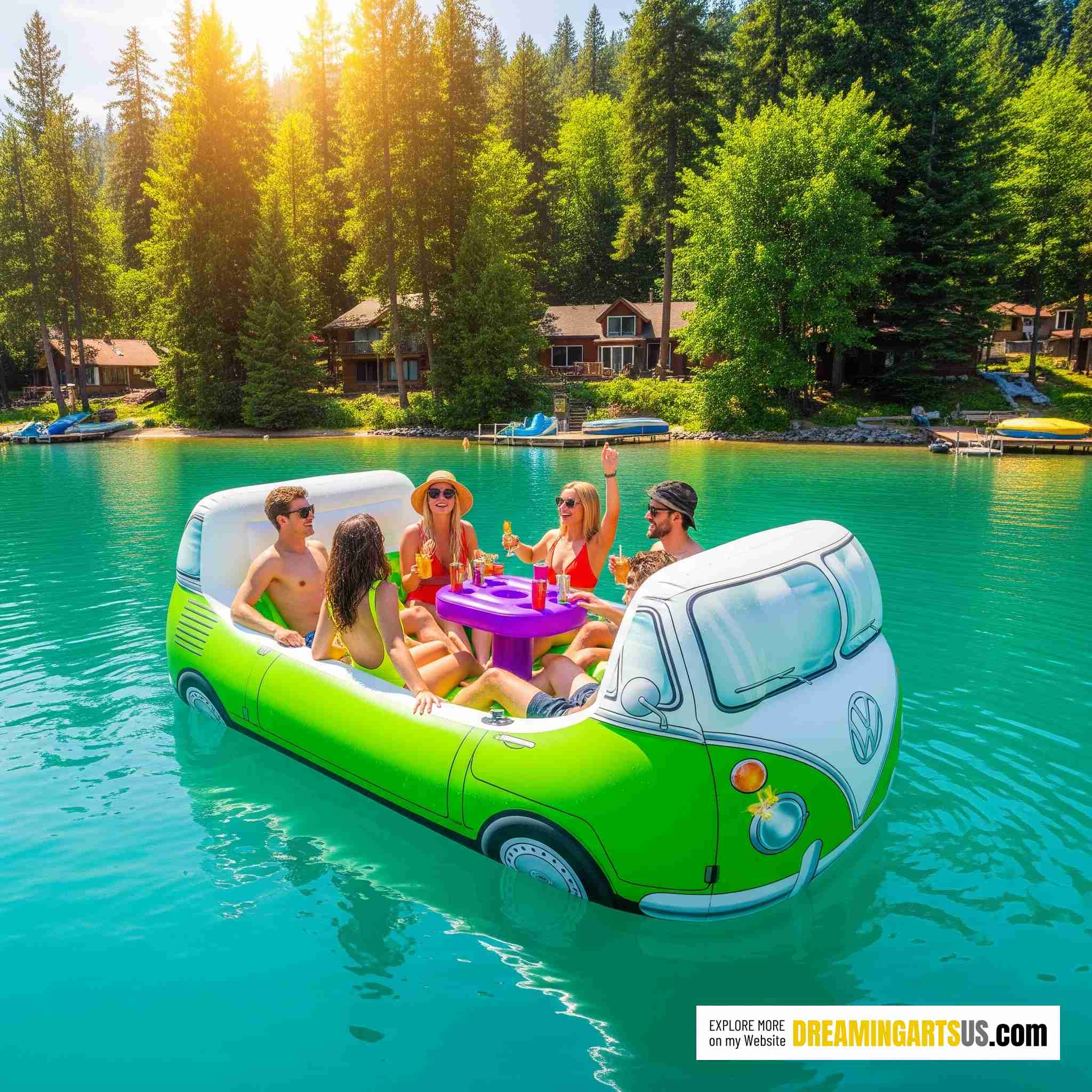 Inflatable VW Bus Lake Float