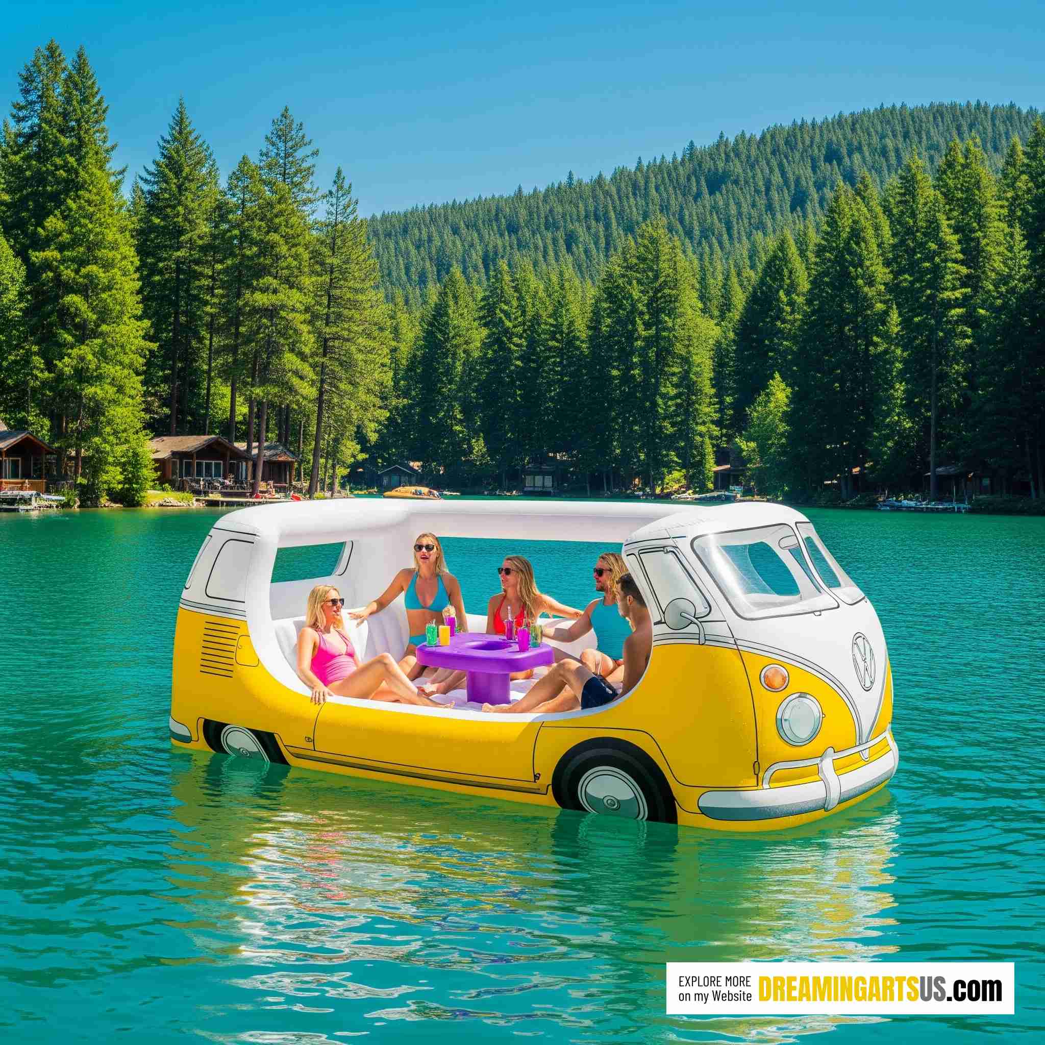 inflatable VW bus lake floats
