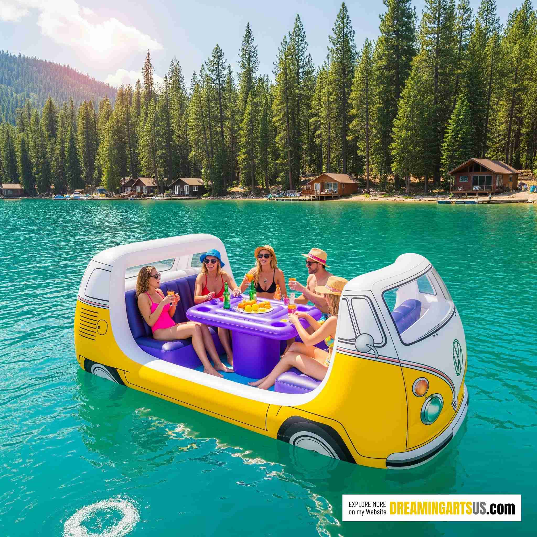 inflatable VW bus lake floats