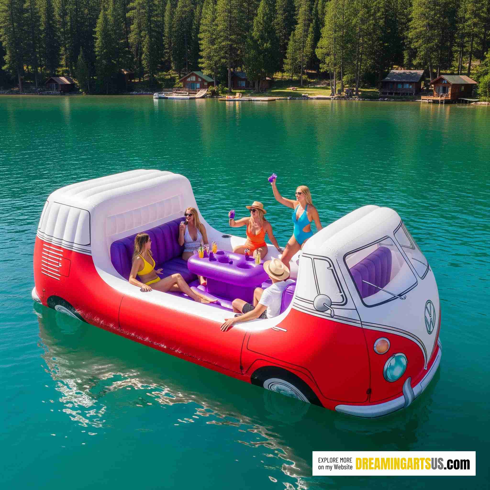 Inflatable VW Bus Lake Float