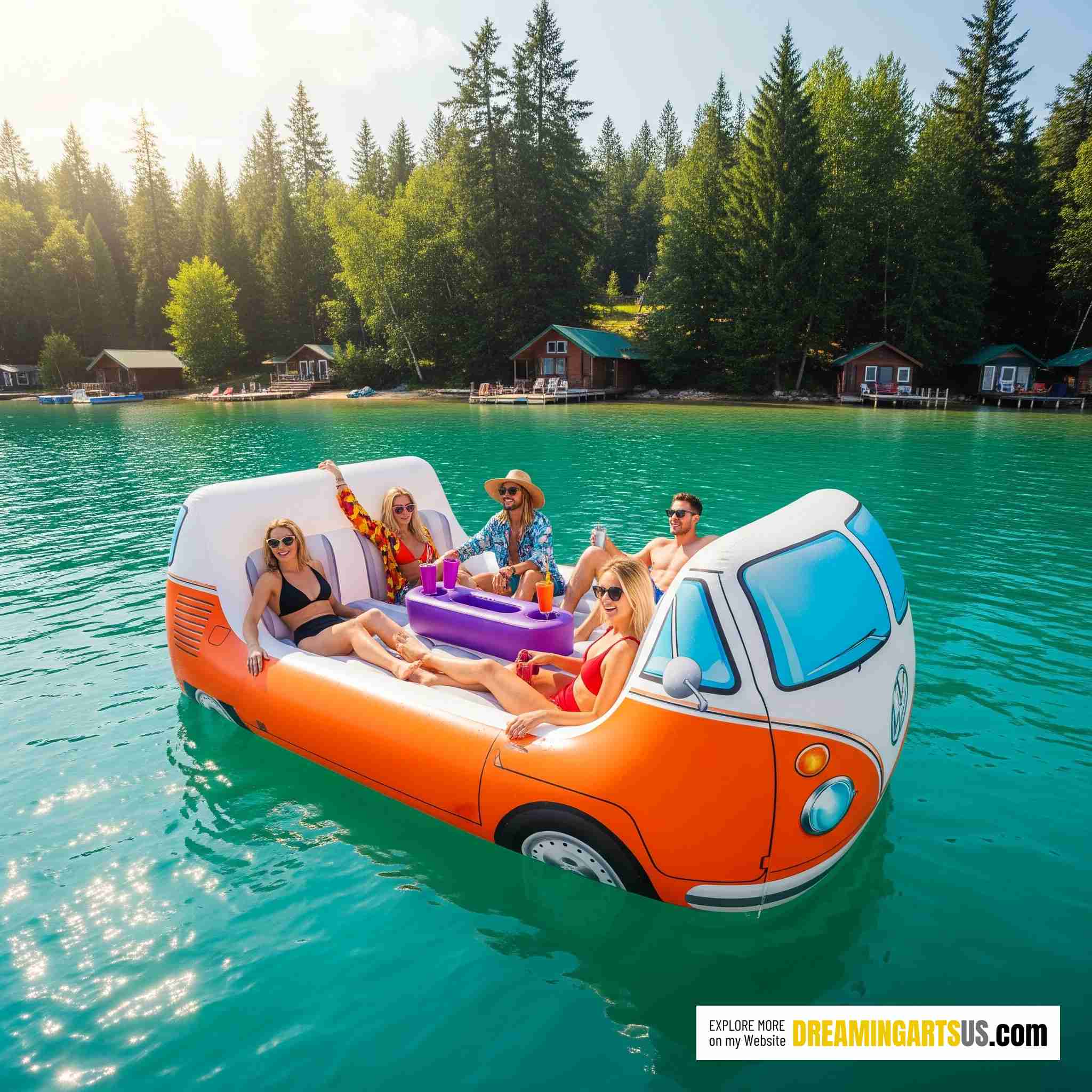 Inflatable VW Bus Lake Float