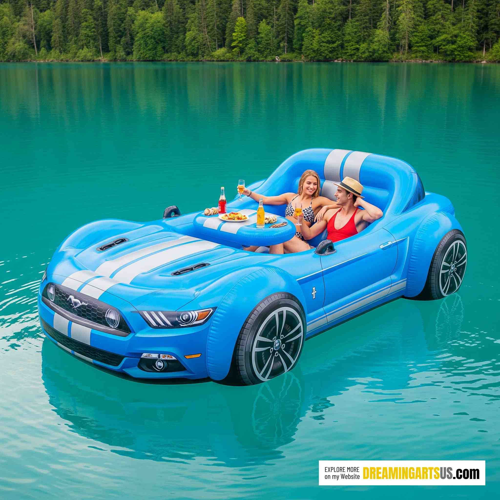 Inflatable Mustang lake float
