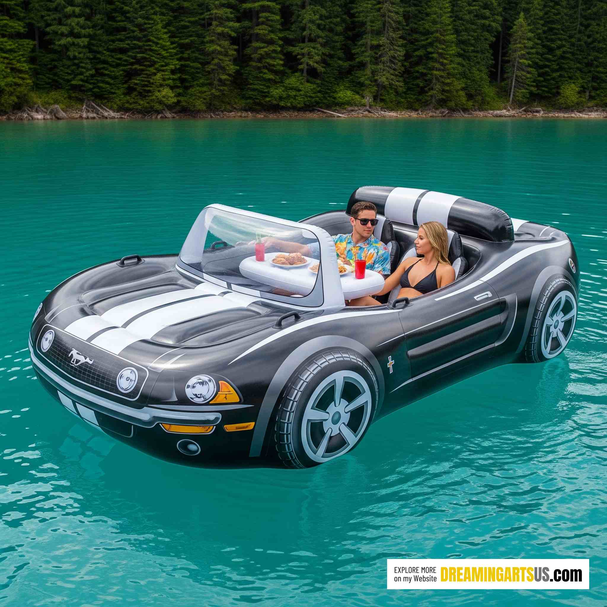 Inflatable Mustang lake float
