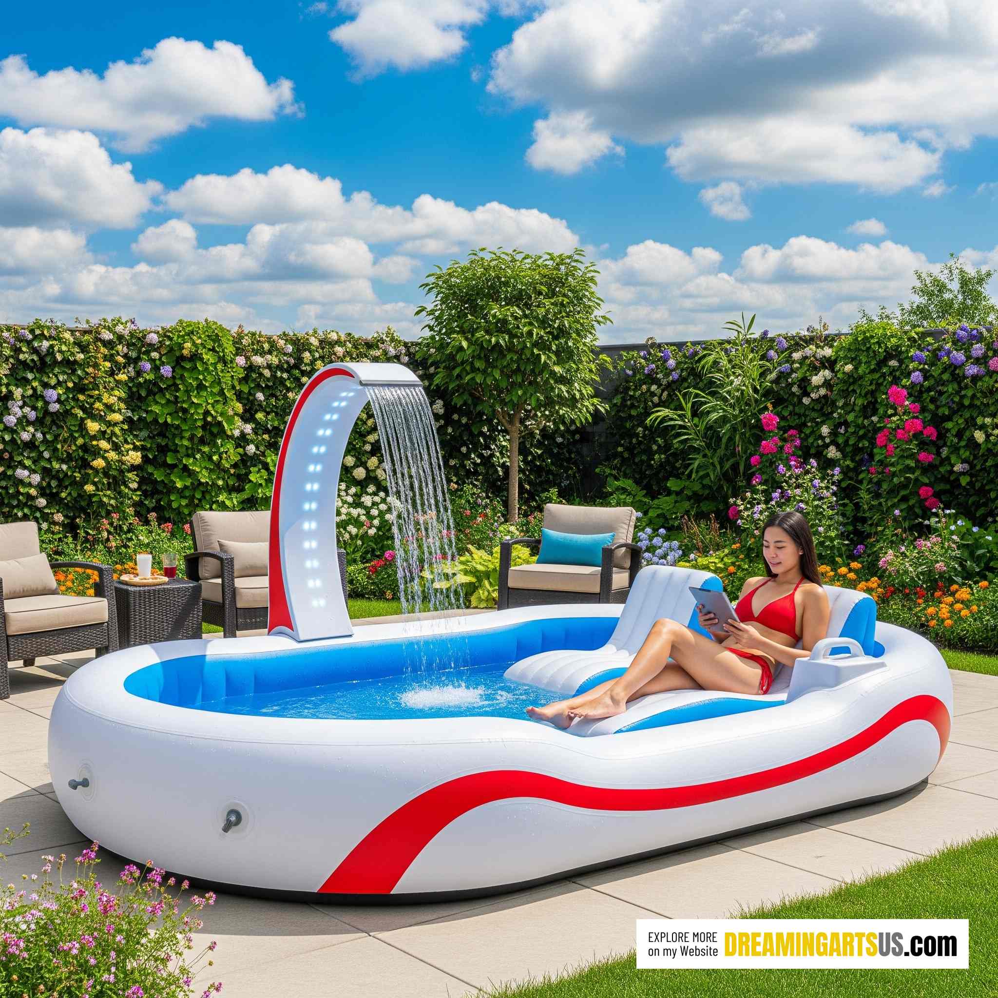 Inflatable Pool with Shower