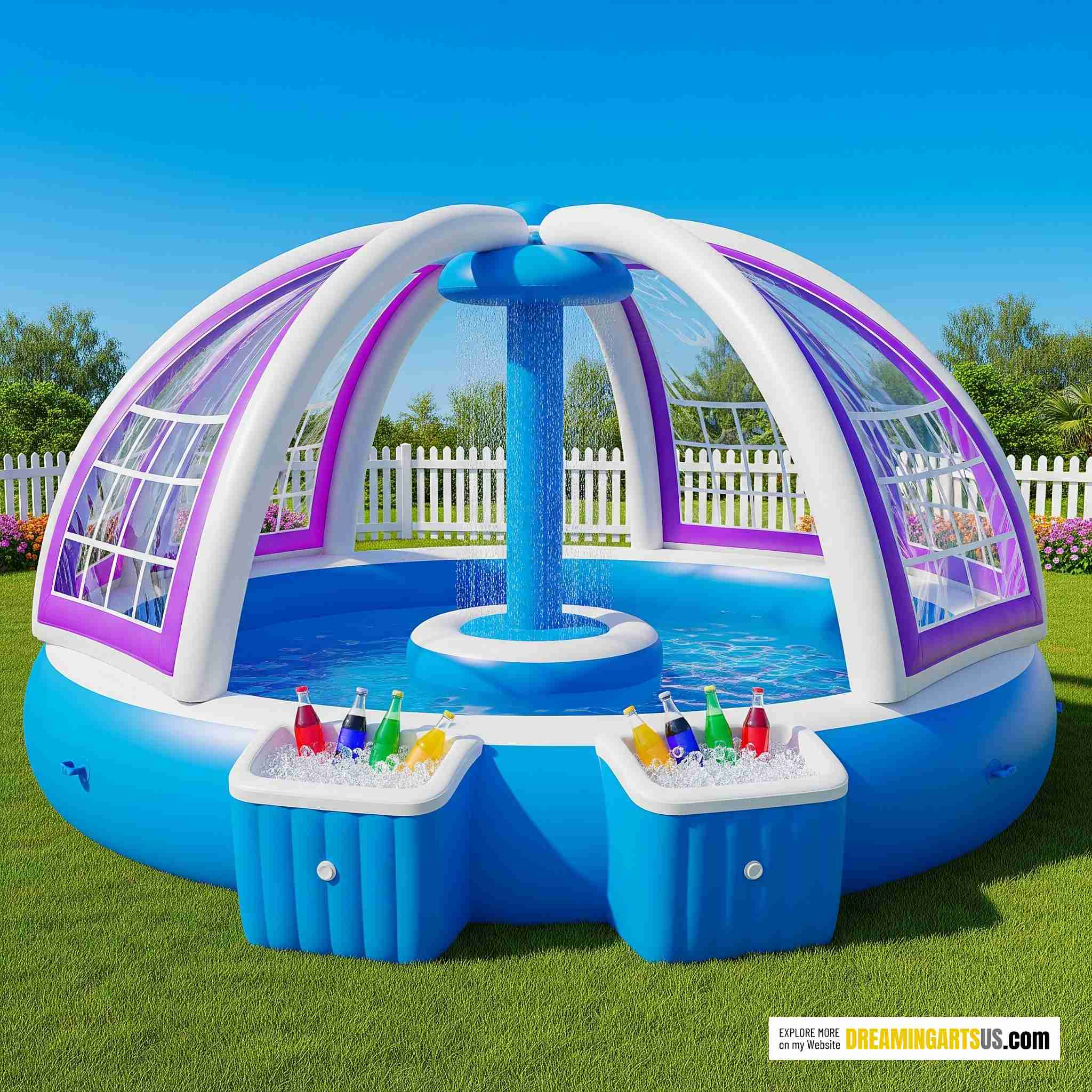 Inflatable Shower Pool with Cooler