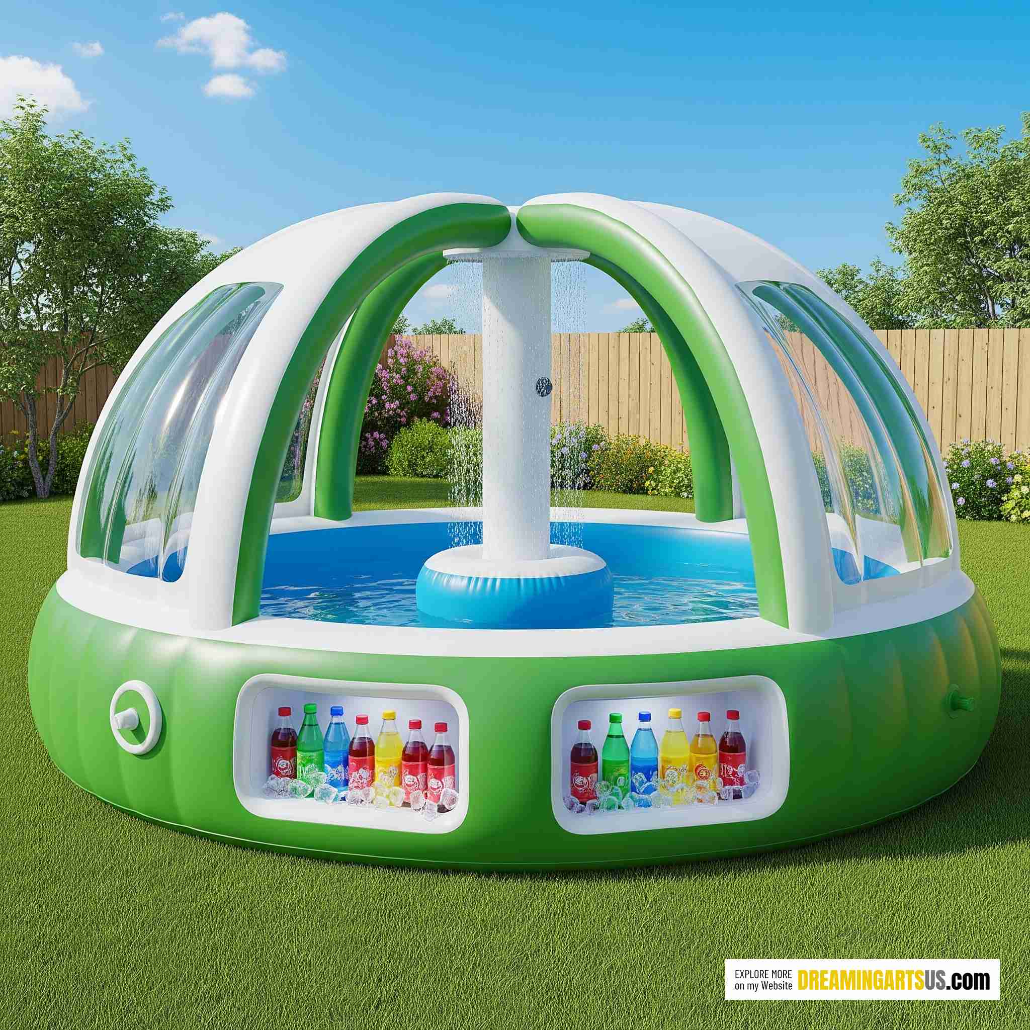 Inflatable Shower Pool with Cooler