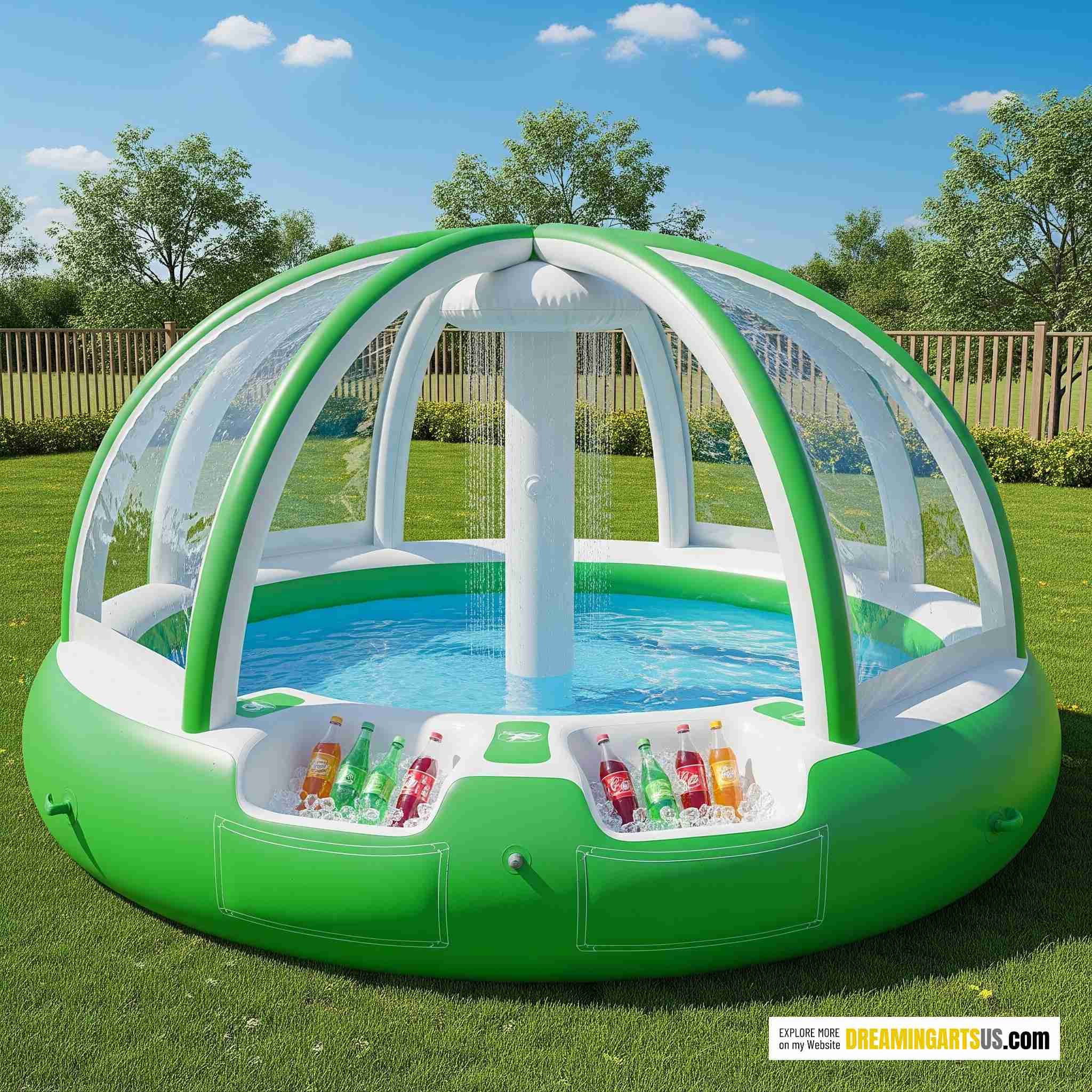 Inflatable Shower Pool with Cooler