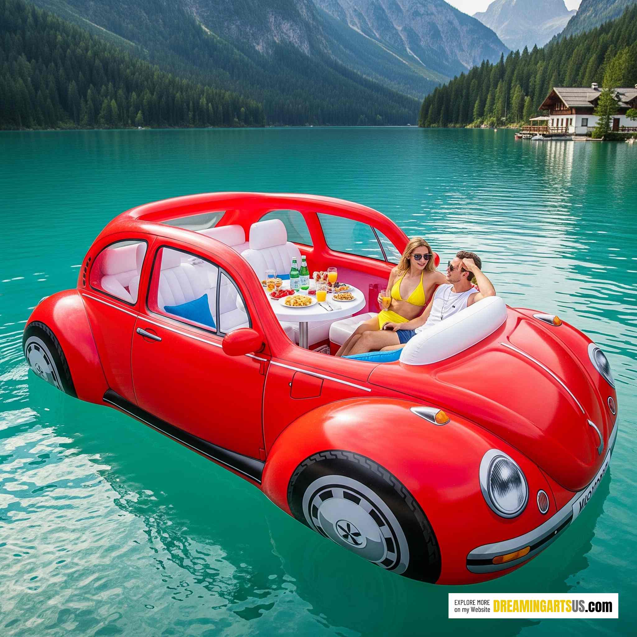 Inflatable VW Beetle Lake Float