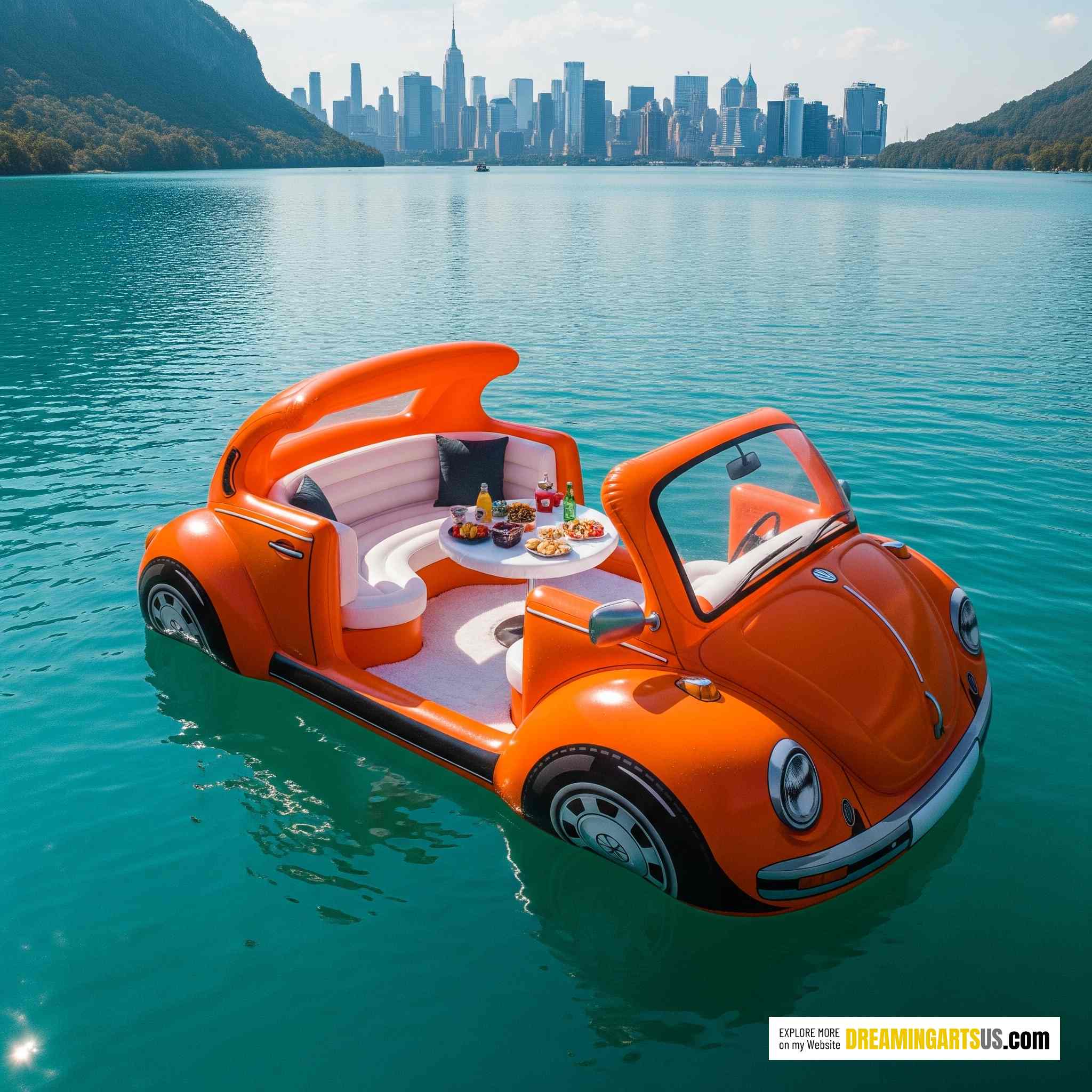 Inflatable VW Beetle Lake Float