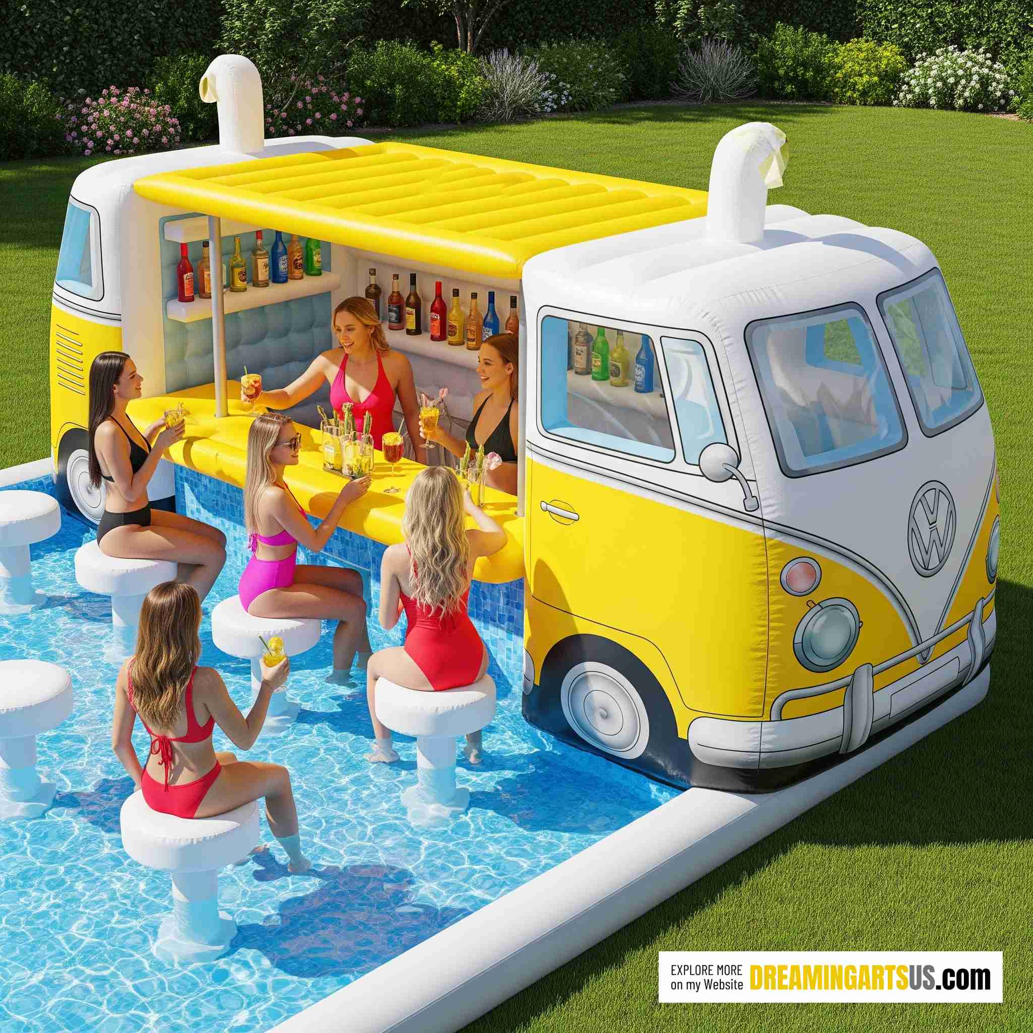 Inflatable VW Bus Pool Bar