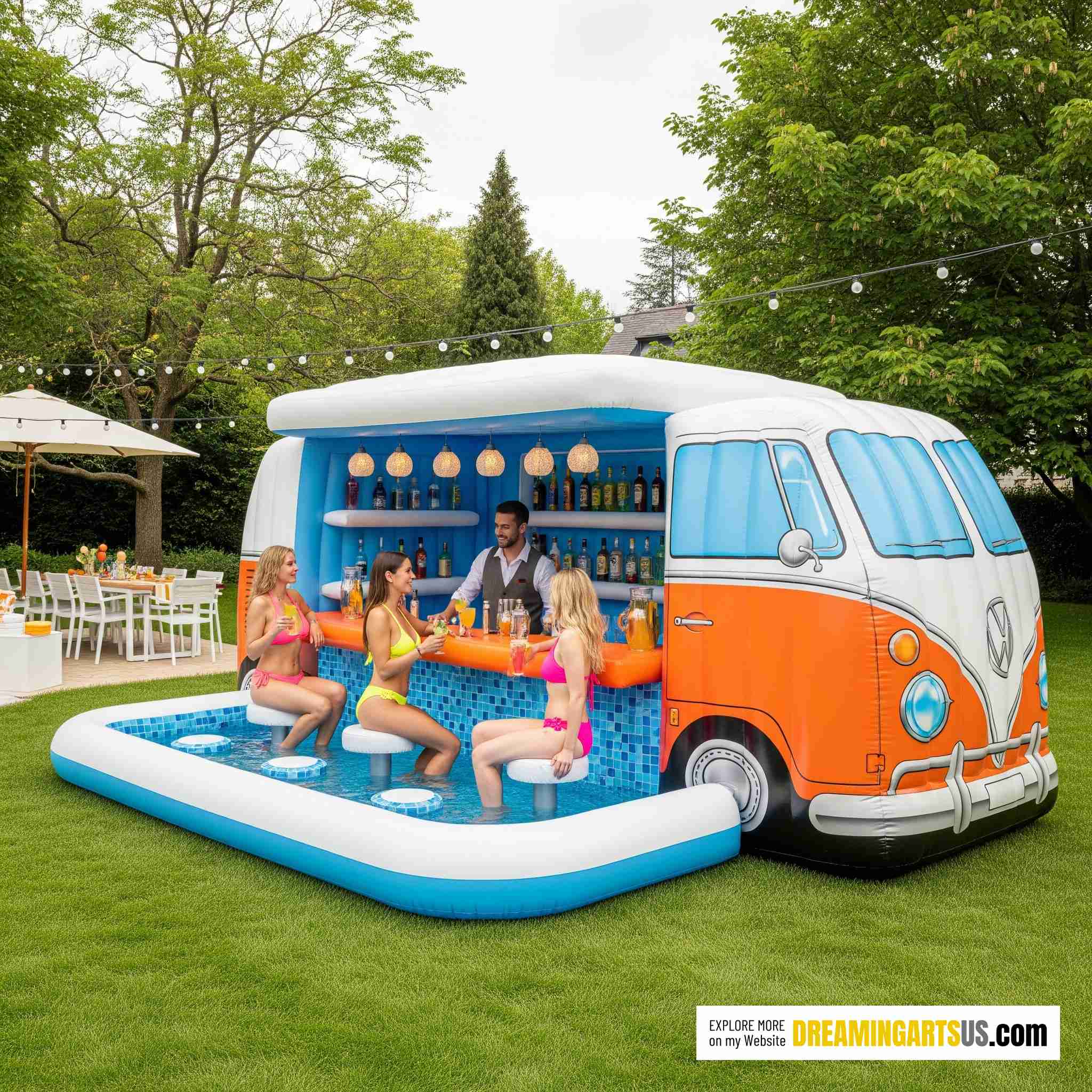 Inflatable VW Bus Pool Bar