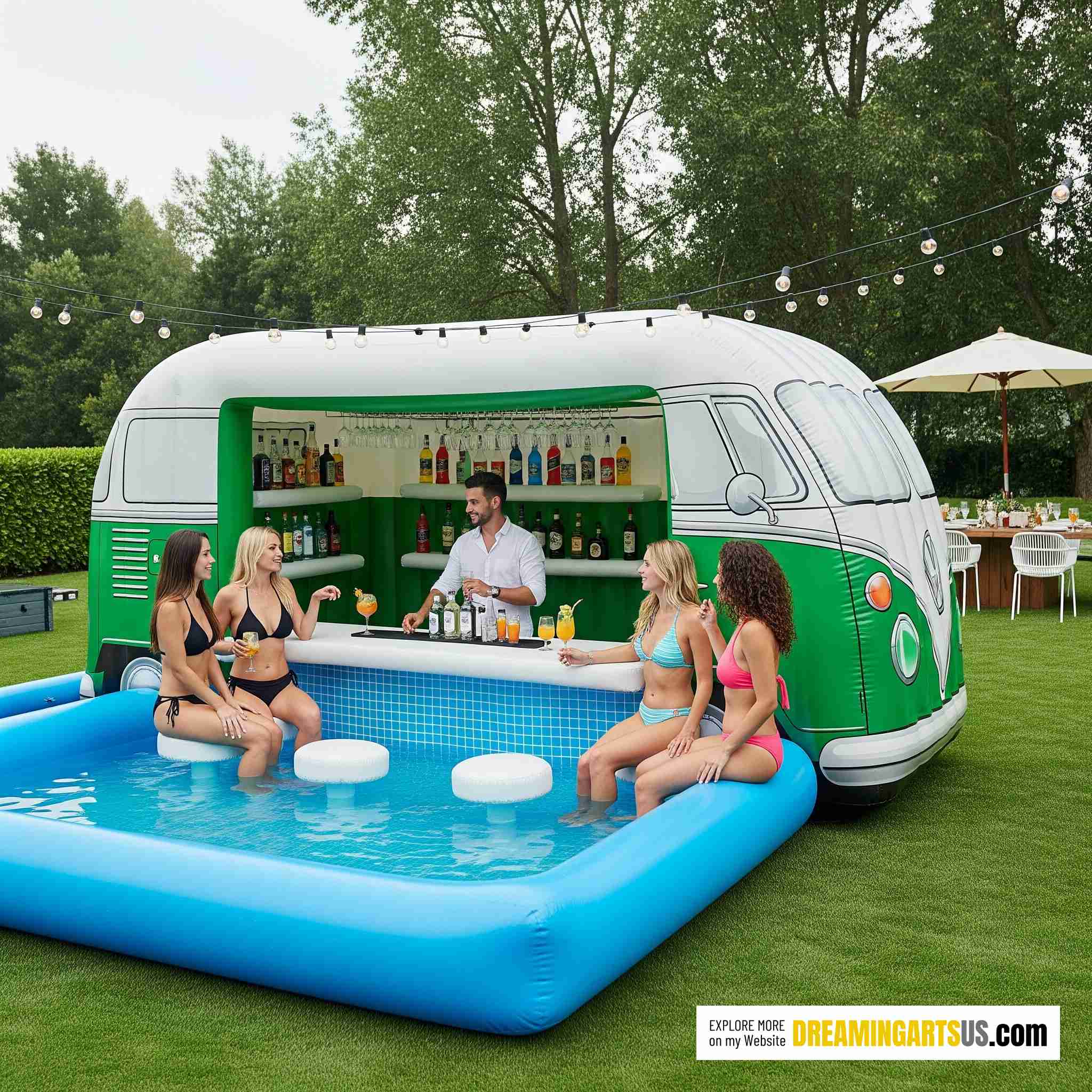 Inflatable VW Bus Pool Bar
