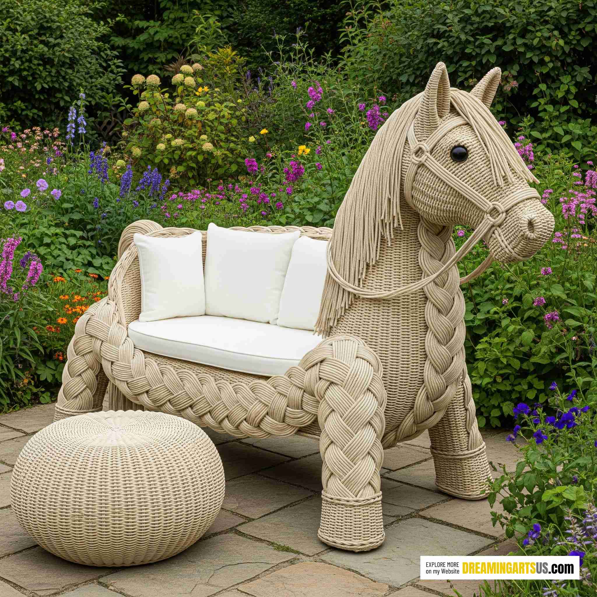 Rattan Horse Garden Sofa