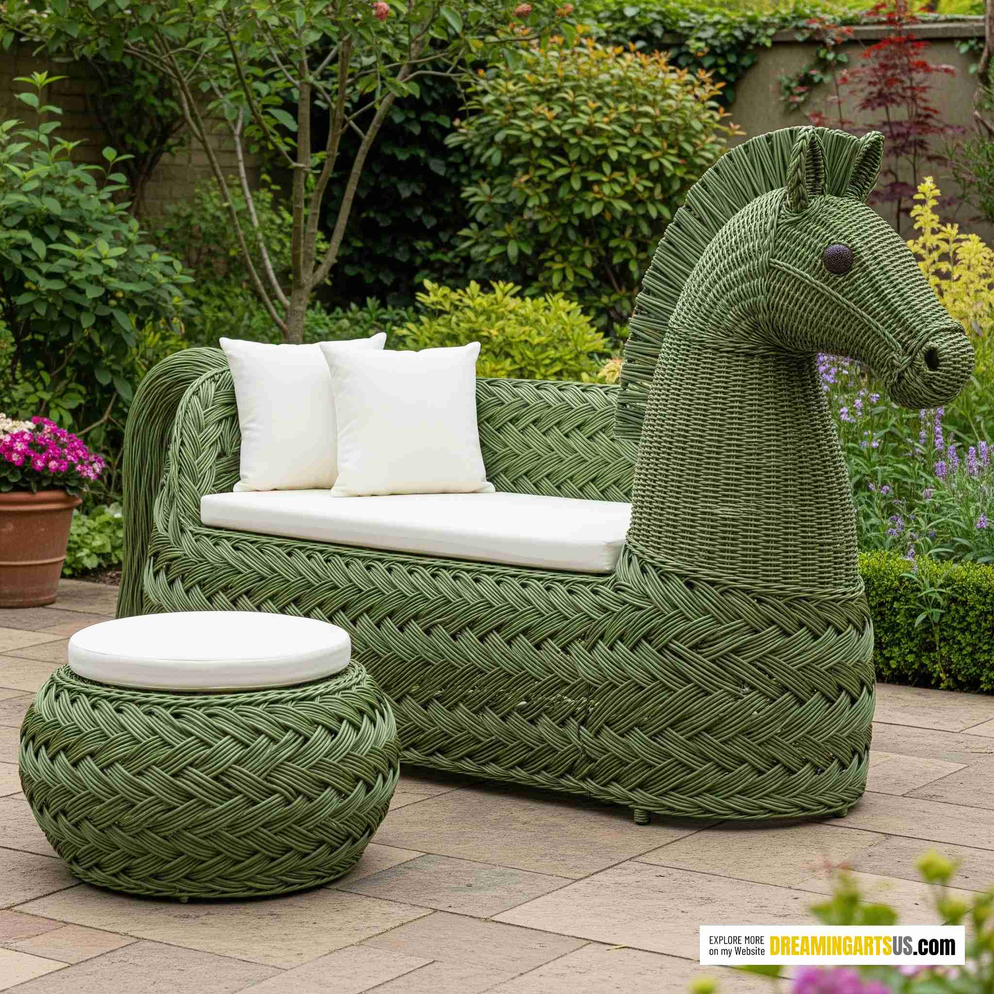 Rattan Horse Garden Sofa