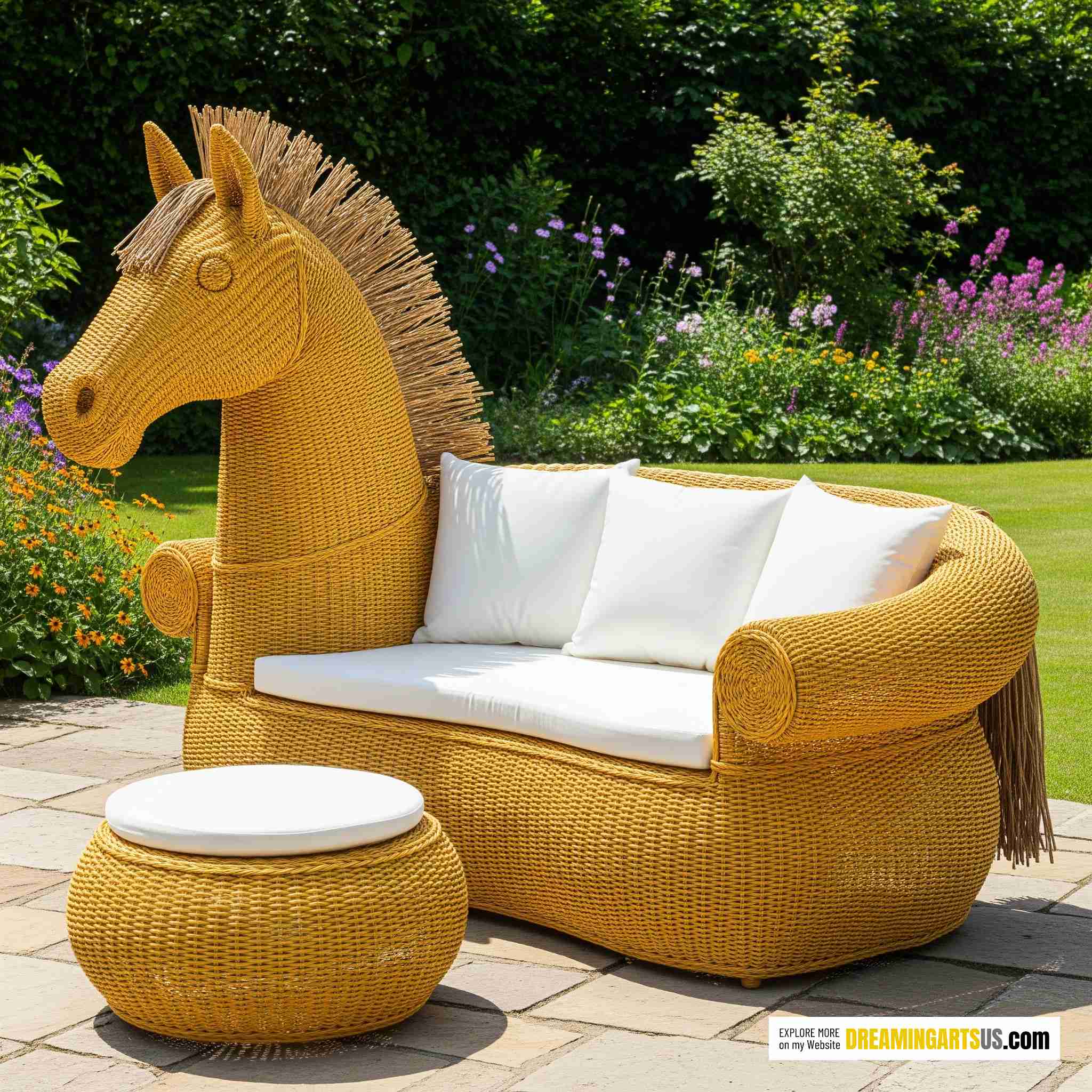 Horse-Shaped Rattan Sofas