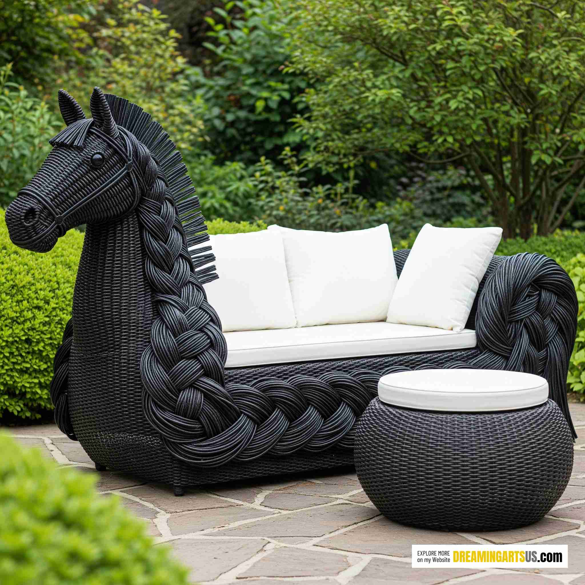 Rattan Horse Garden Sofa