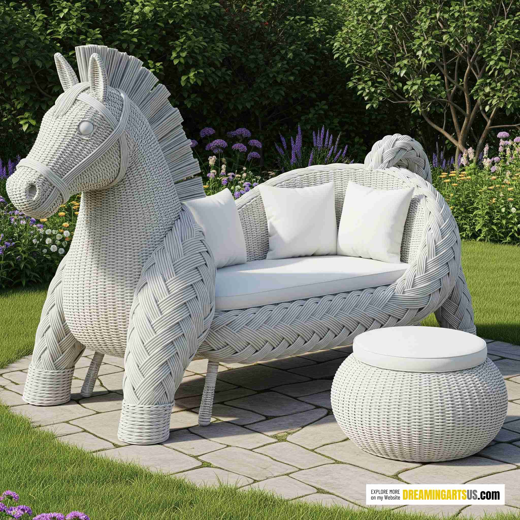 Horse-Shaped Rattan Sofas