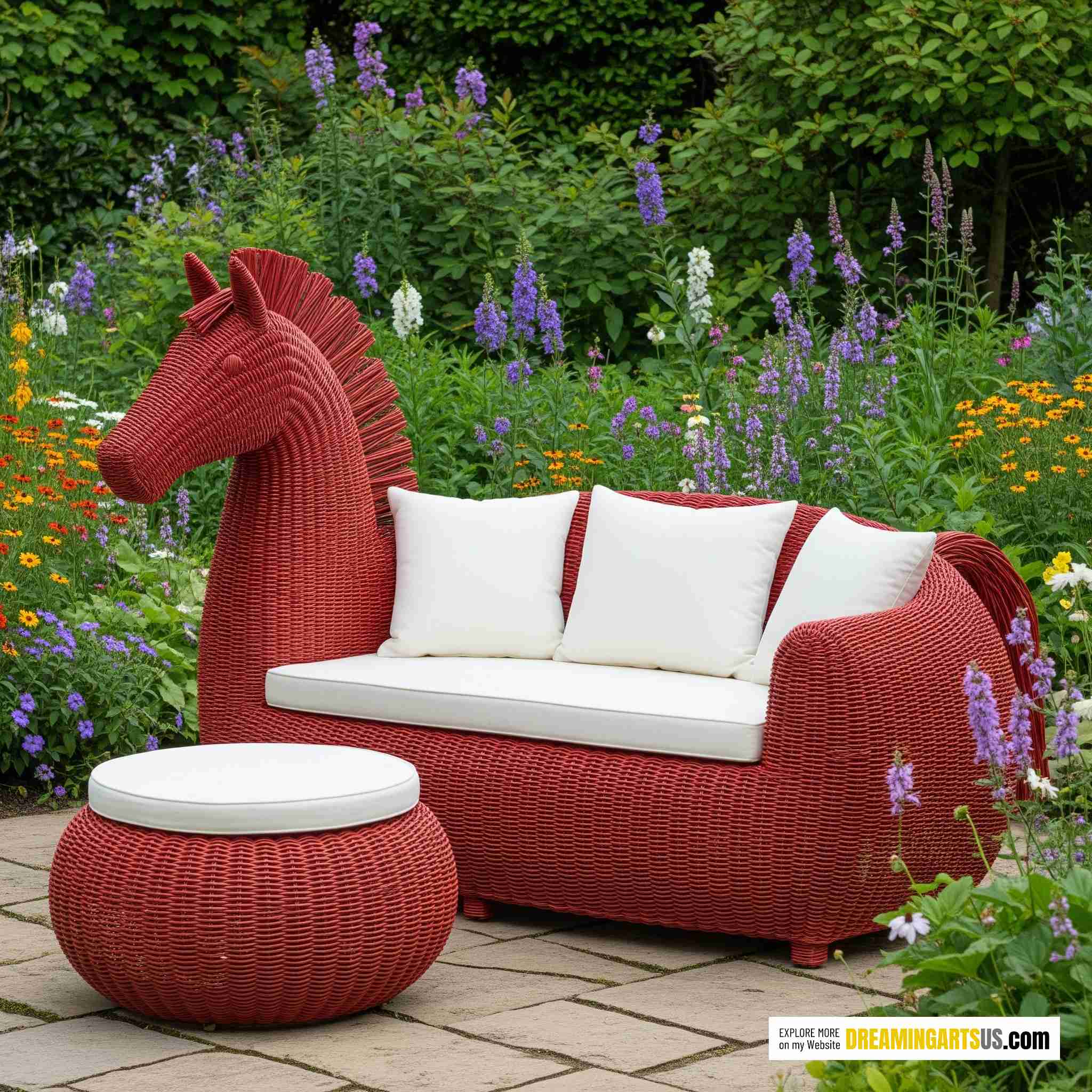 Horse-Shaped Rattan Sofas