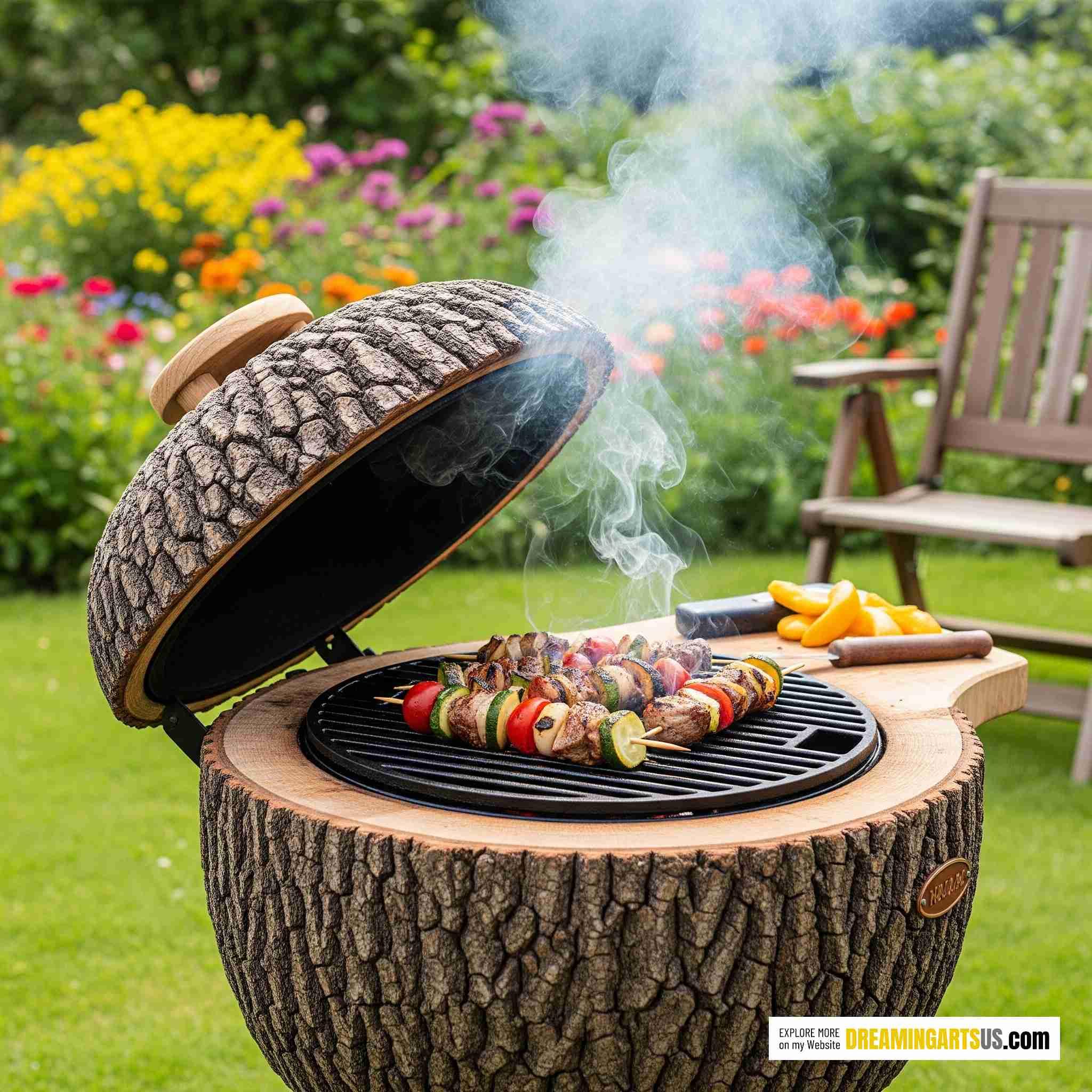Tree Stump BBQ grill