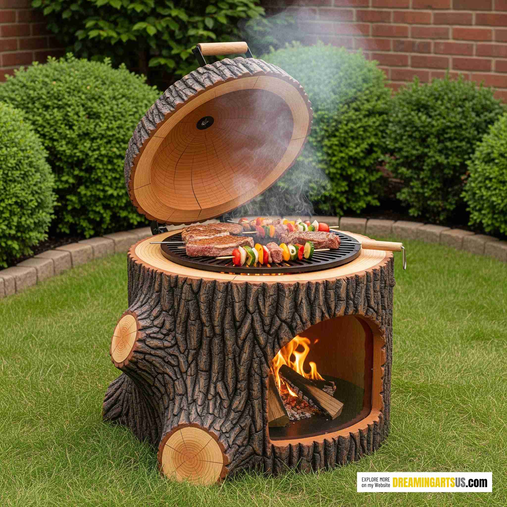 Tree Stump BBQ grill