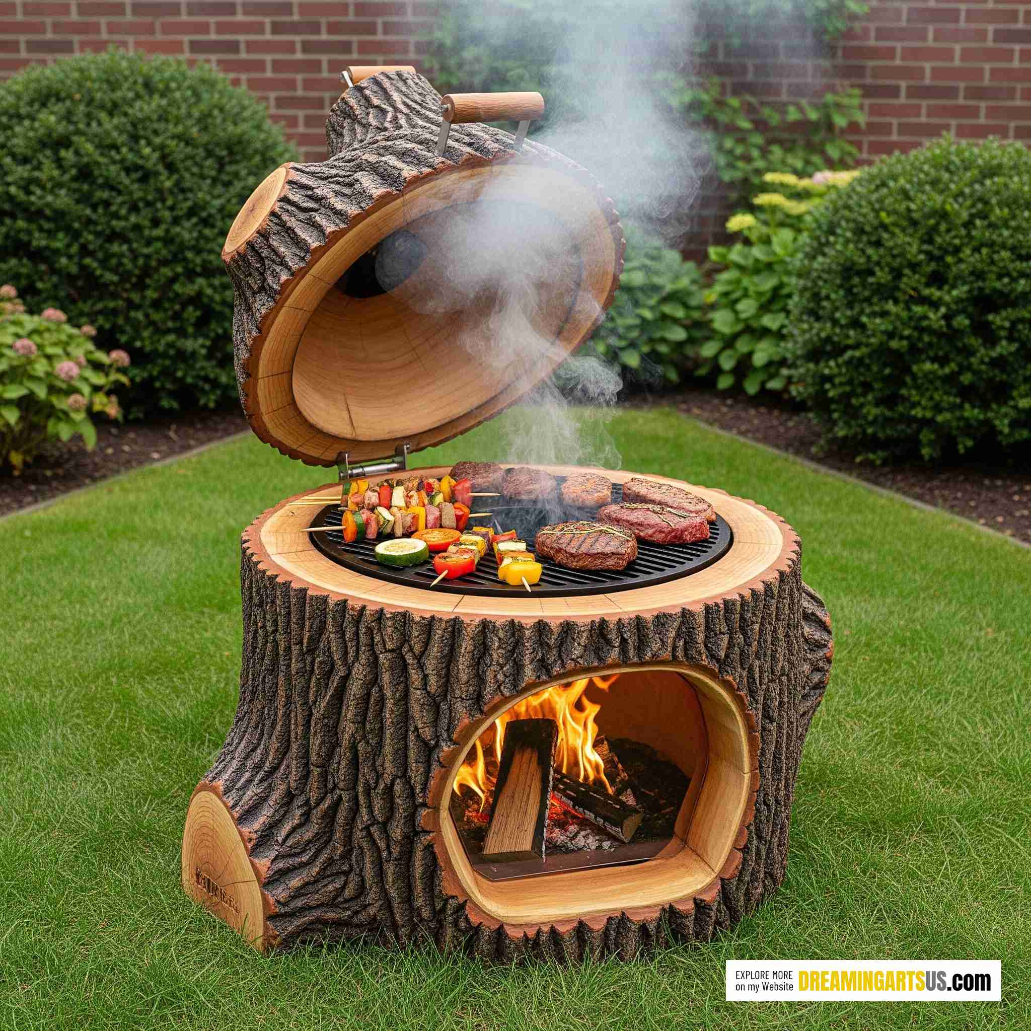 Tree Stump BBQ grill