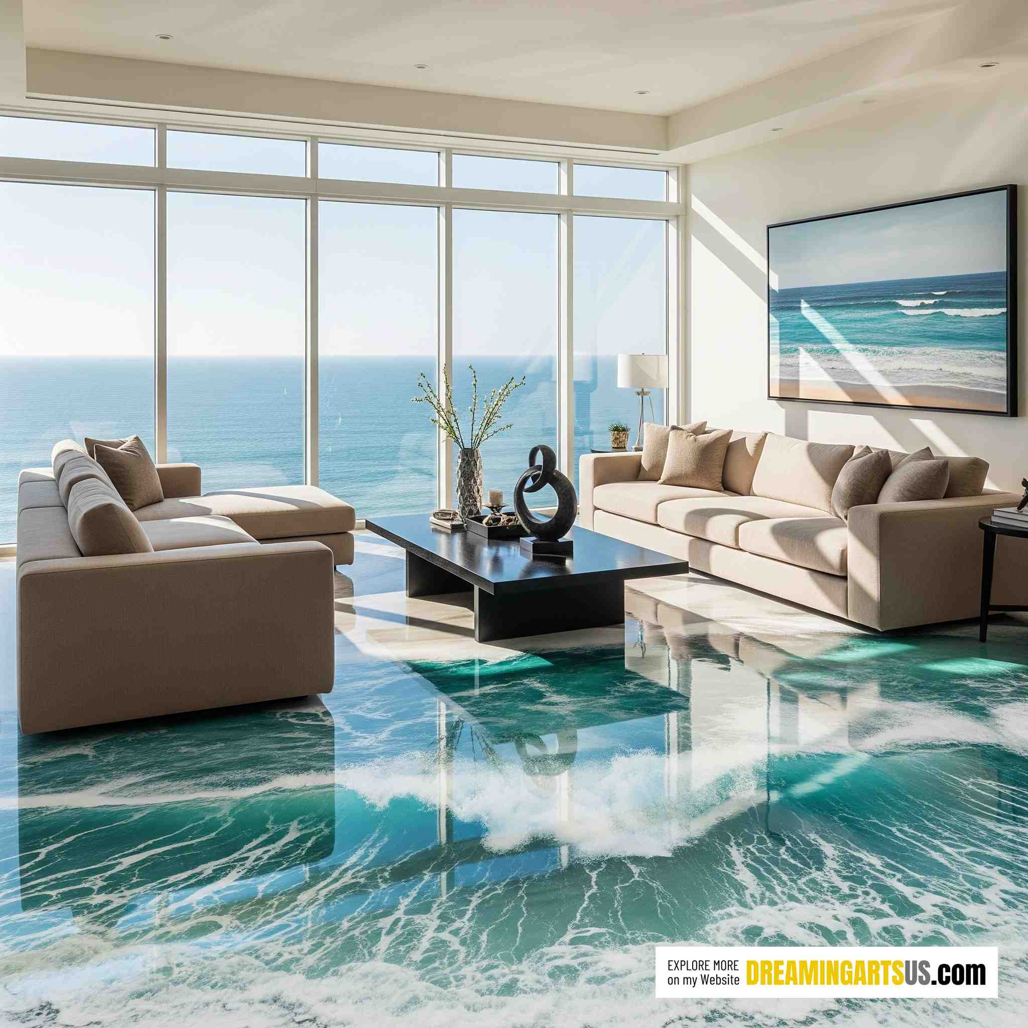 Beach Scene Themed Epoxy Floor