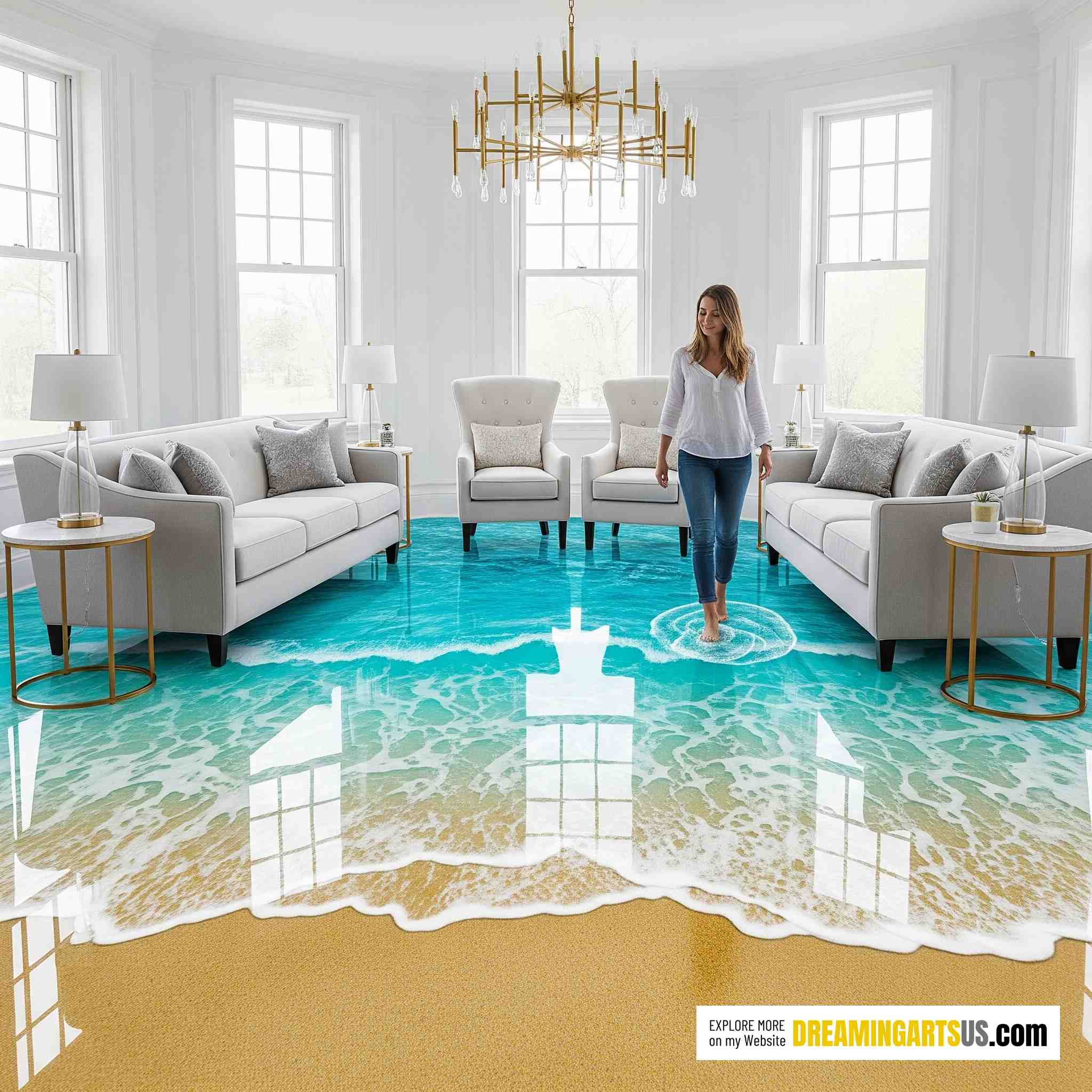 Beach Scene Themed Epoxy Floor