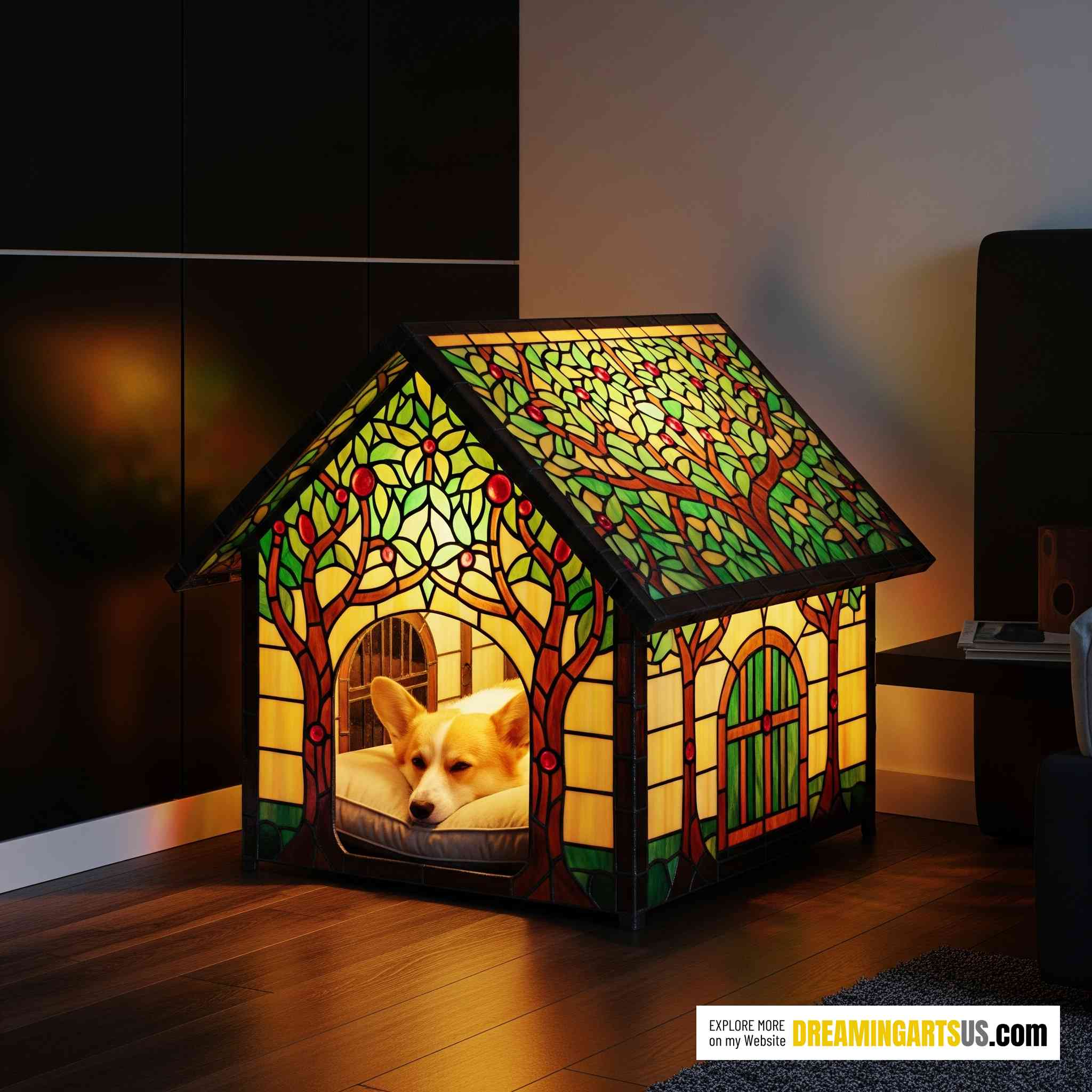 Stained Glass Dog Bed