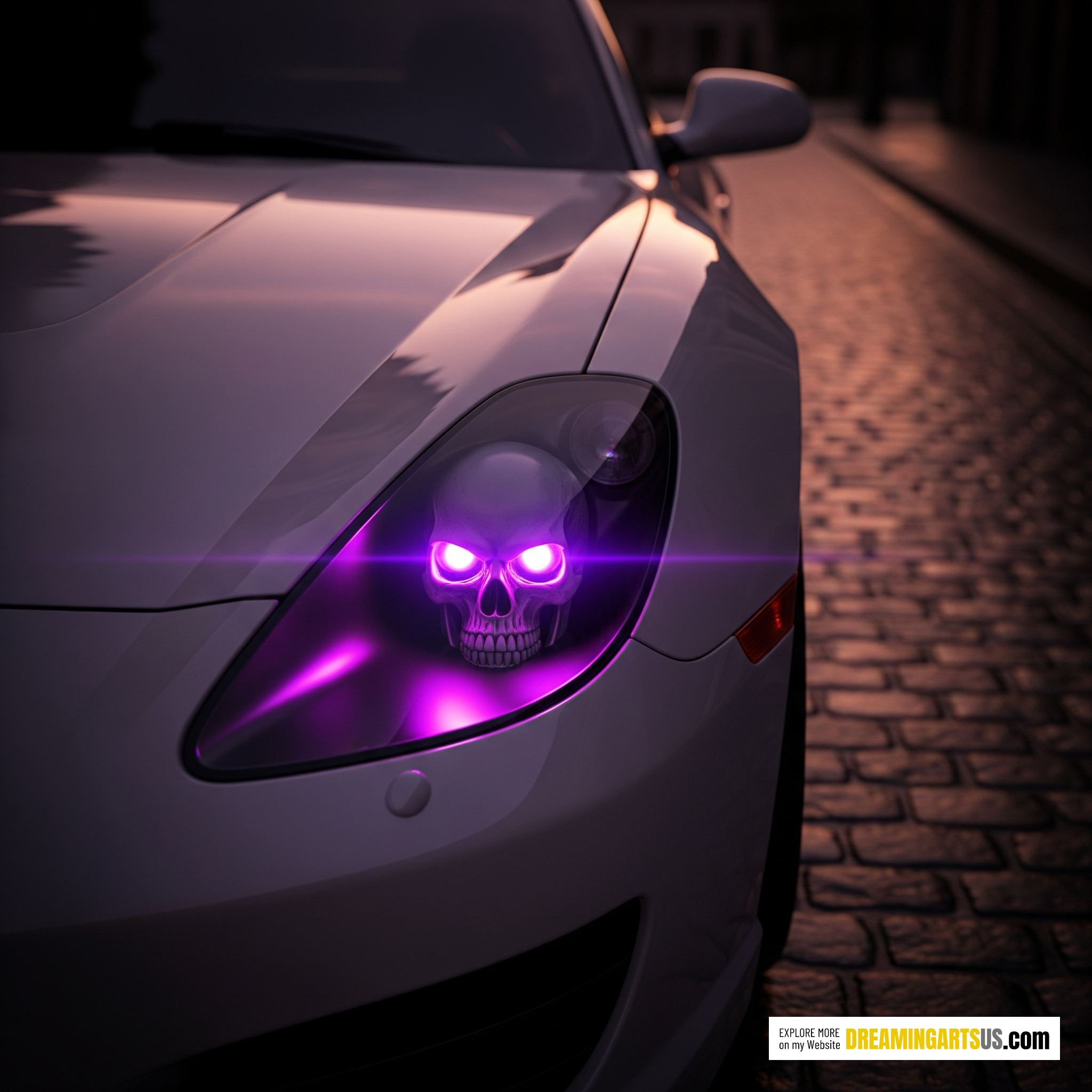 Stunning Fierce Skull Car Headlight