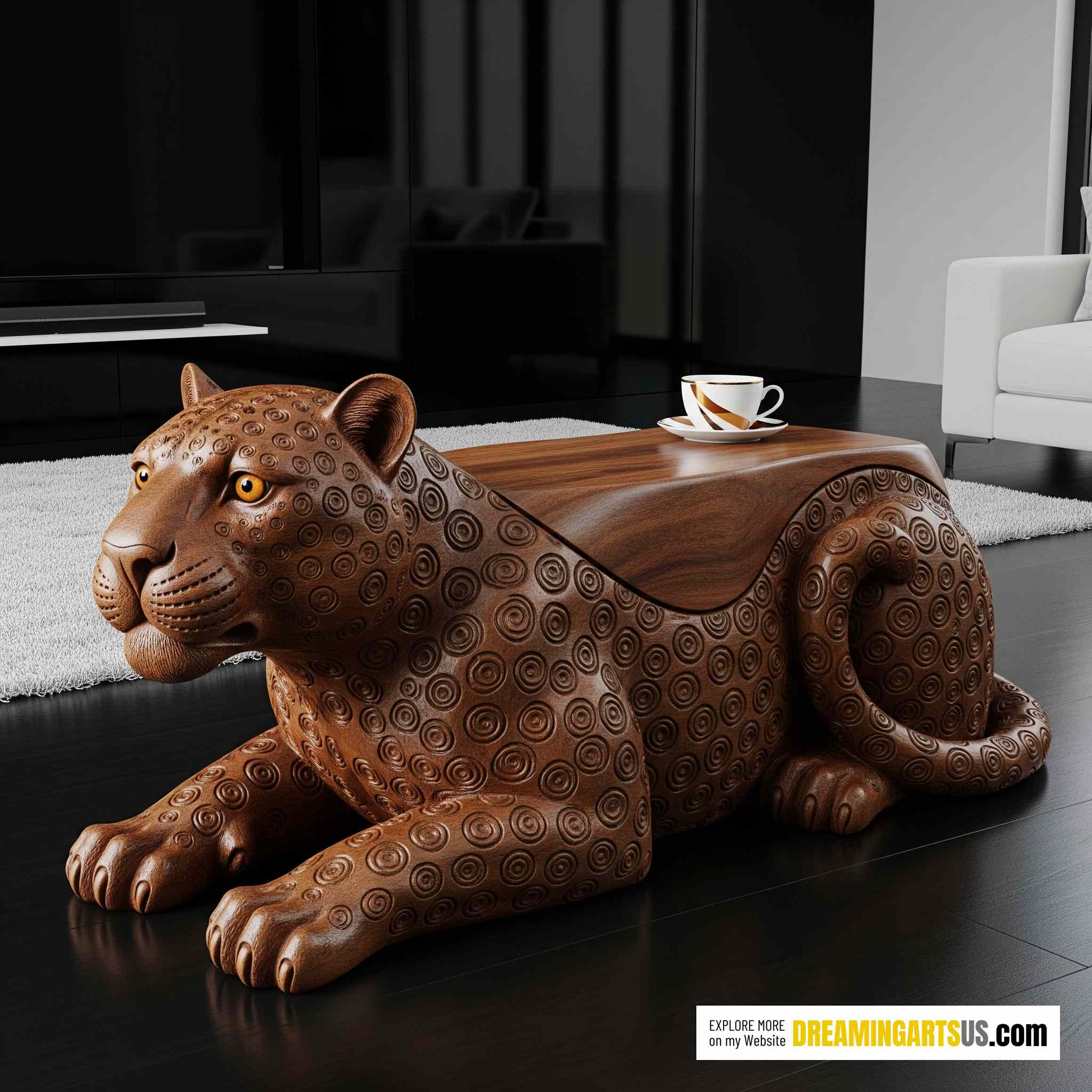 Wooden Leopard Coffee Table