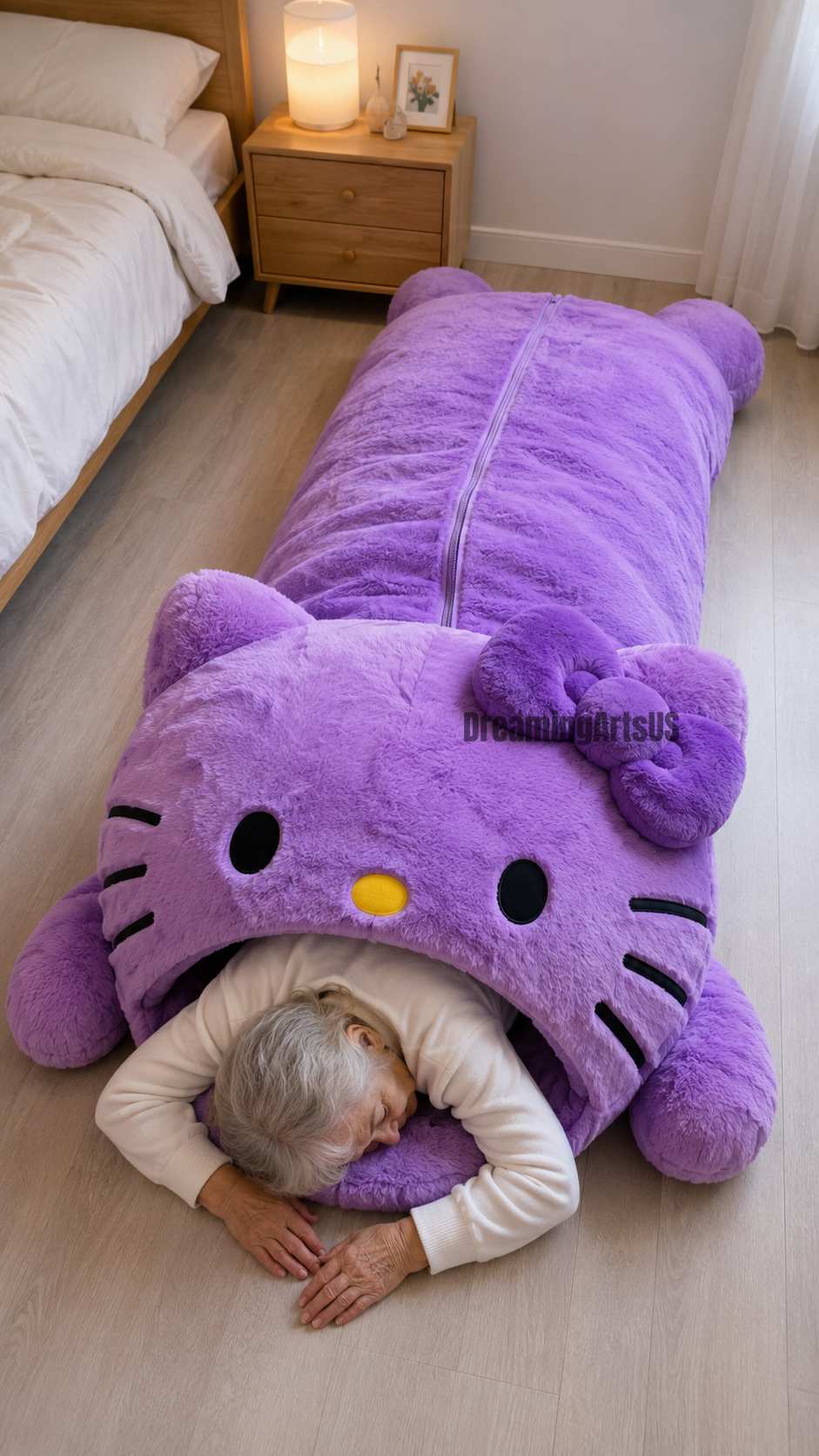 fluffy Hello Kitty shaped sleeping bags