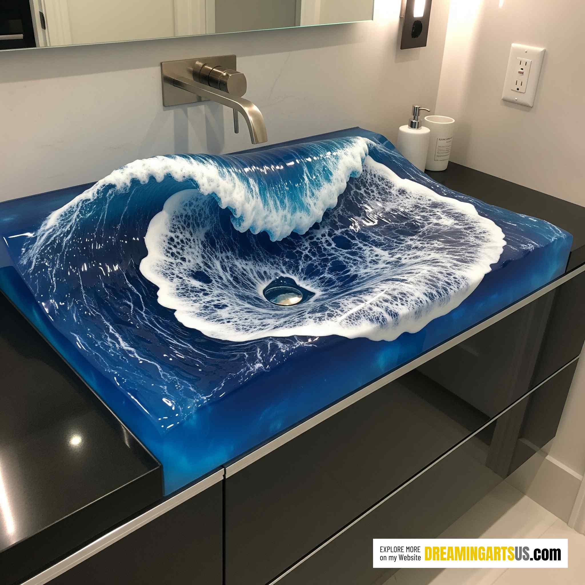 Epoxy Ocean Wave Sink