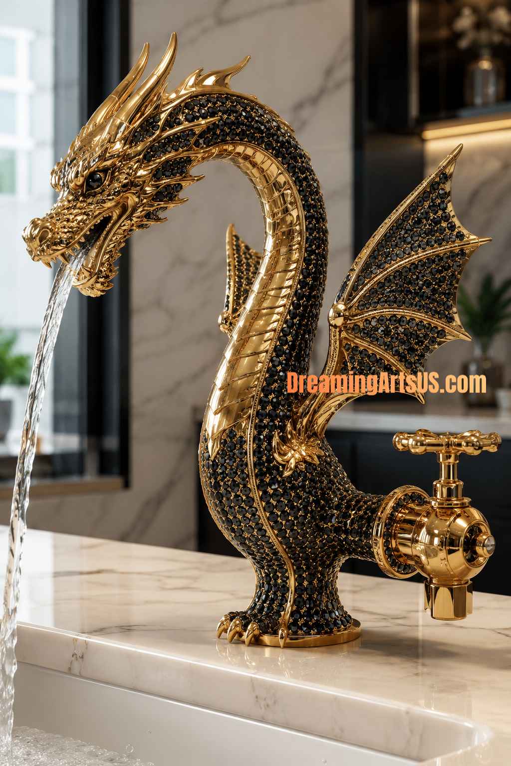 beautiful dragon shaped faucet