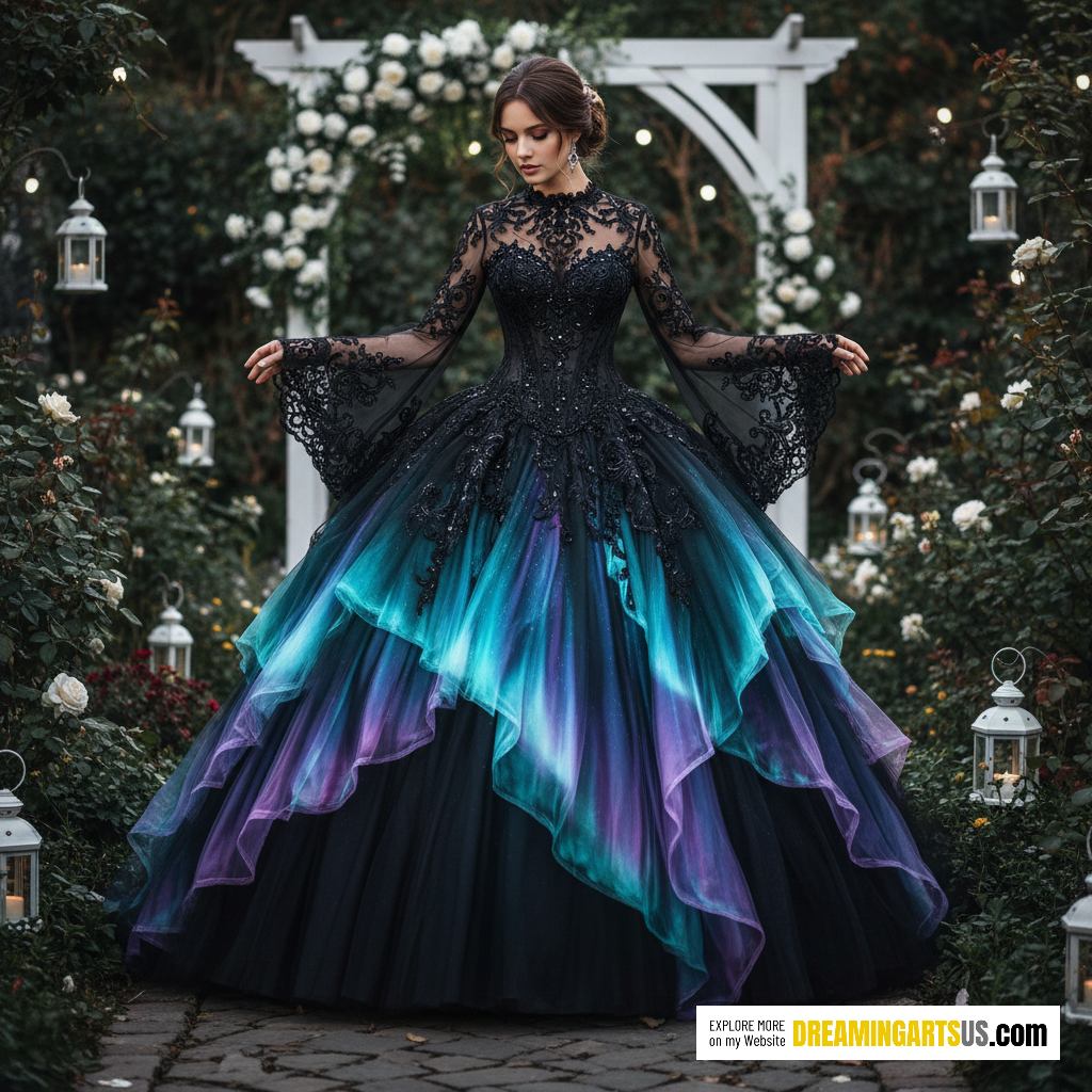 black aurora borealis dress