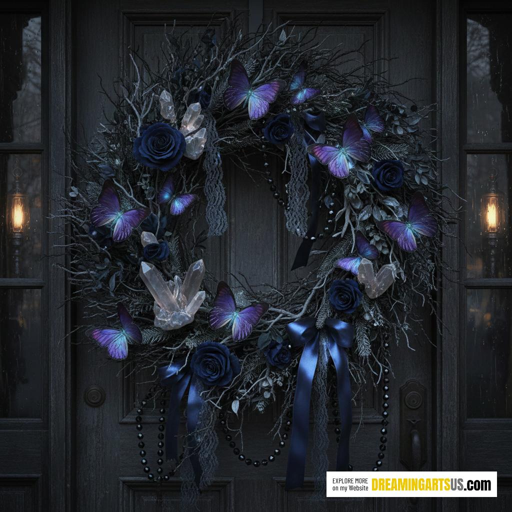 butterfly-themed Christmas wreath