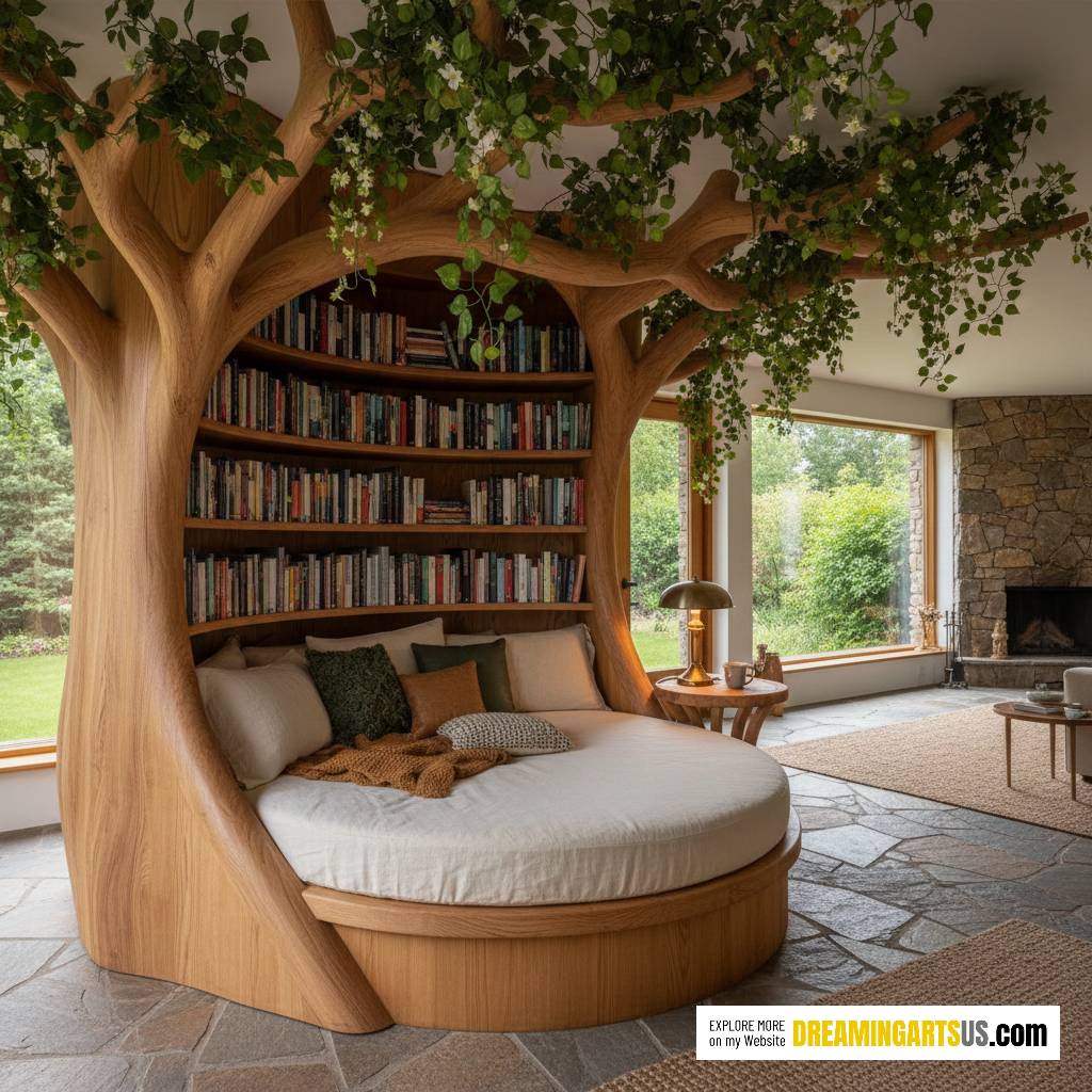 stunning tree reading nook