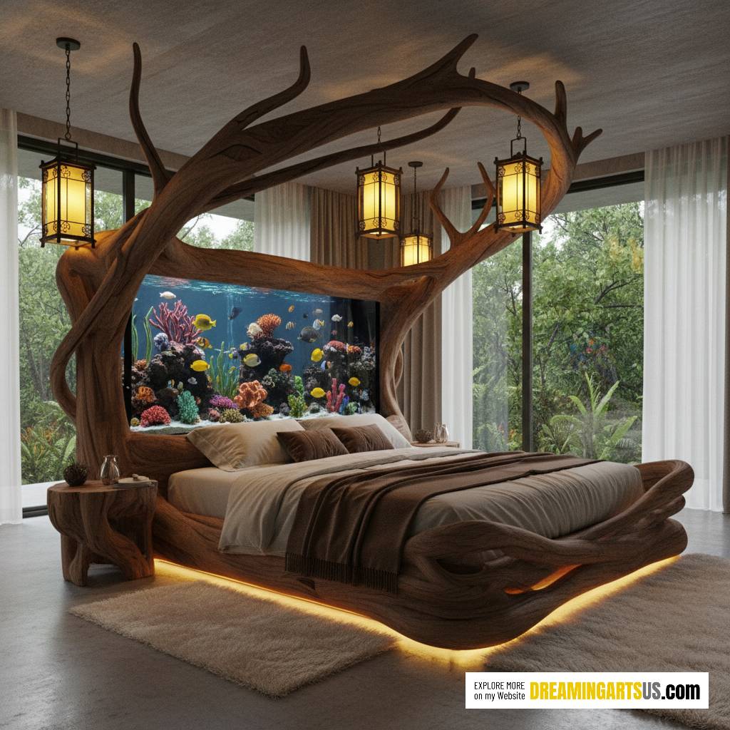 wooden aquarium bed