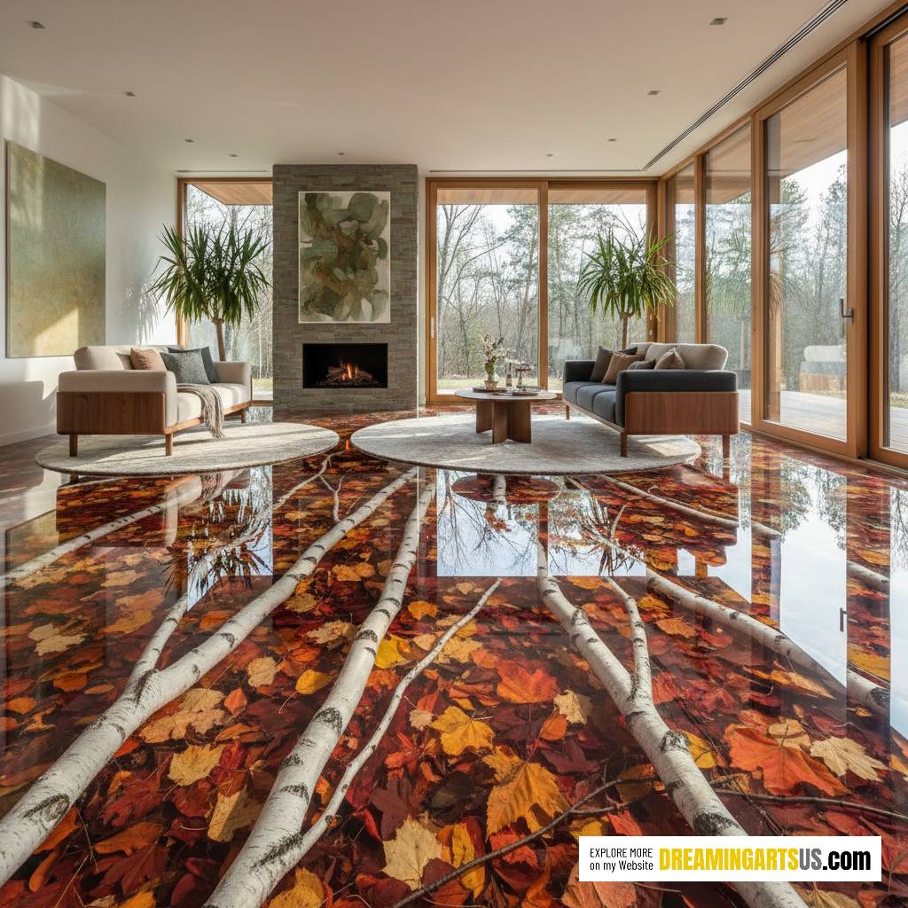 Leaves and Birch Branch Floors