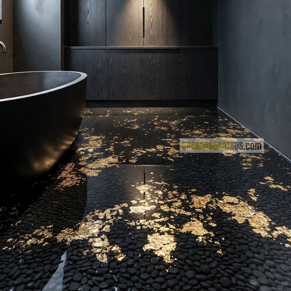 Pebble and Gold Leaf Floors