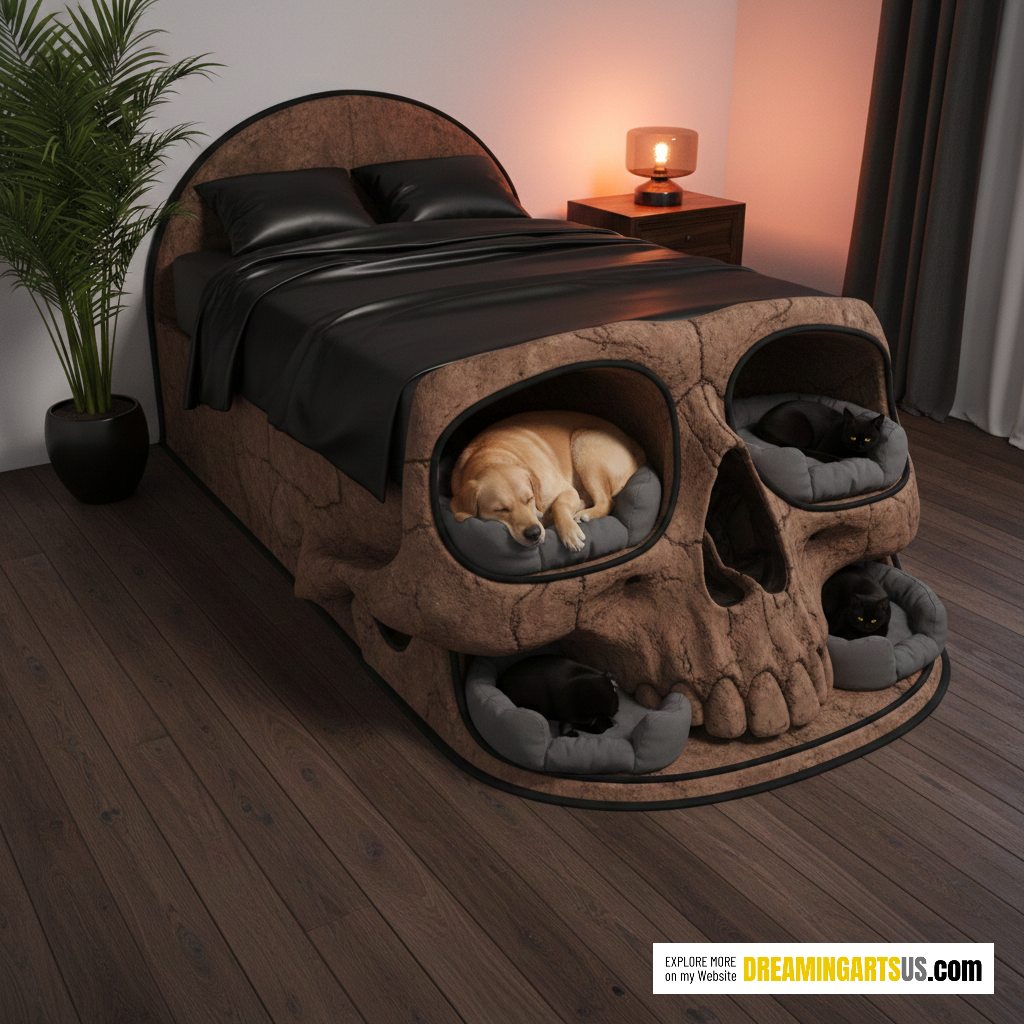 Skull Bed for Pets and Humans