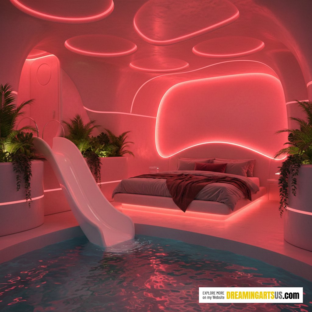 Bedroom With Water Slide