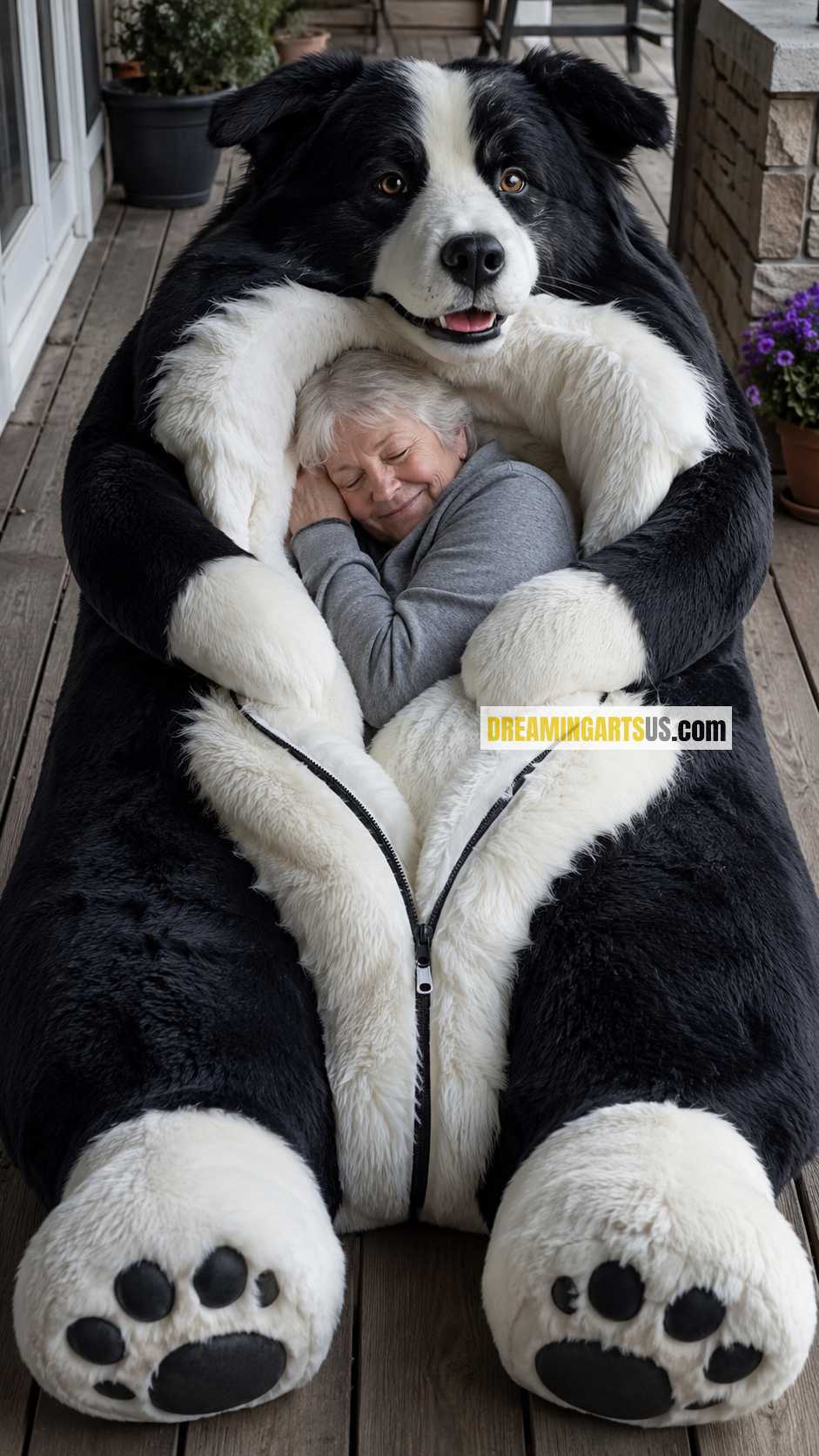 fluffy dog-shaped sleeping bag