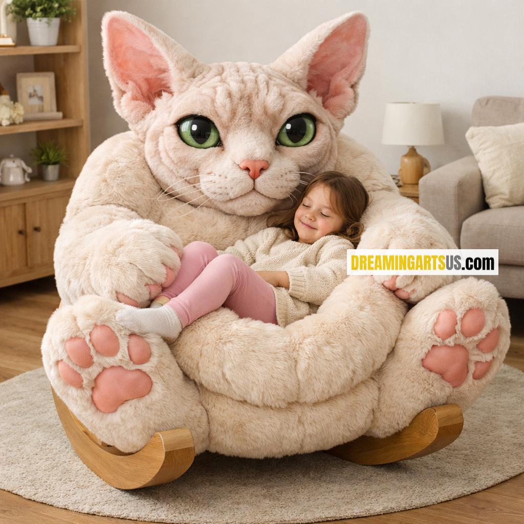 Fluffy Cat Rocking Chair