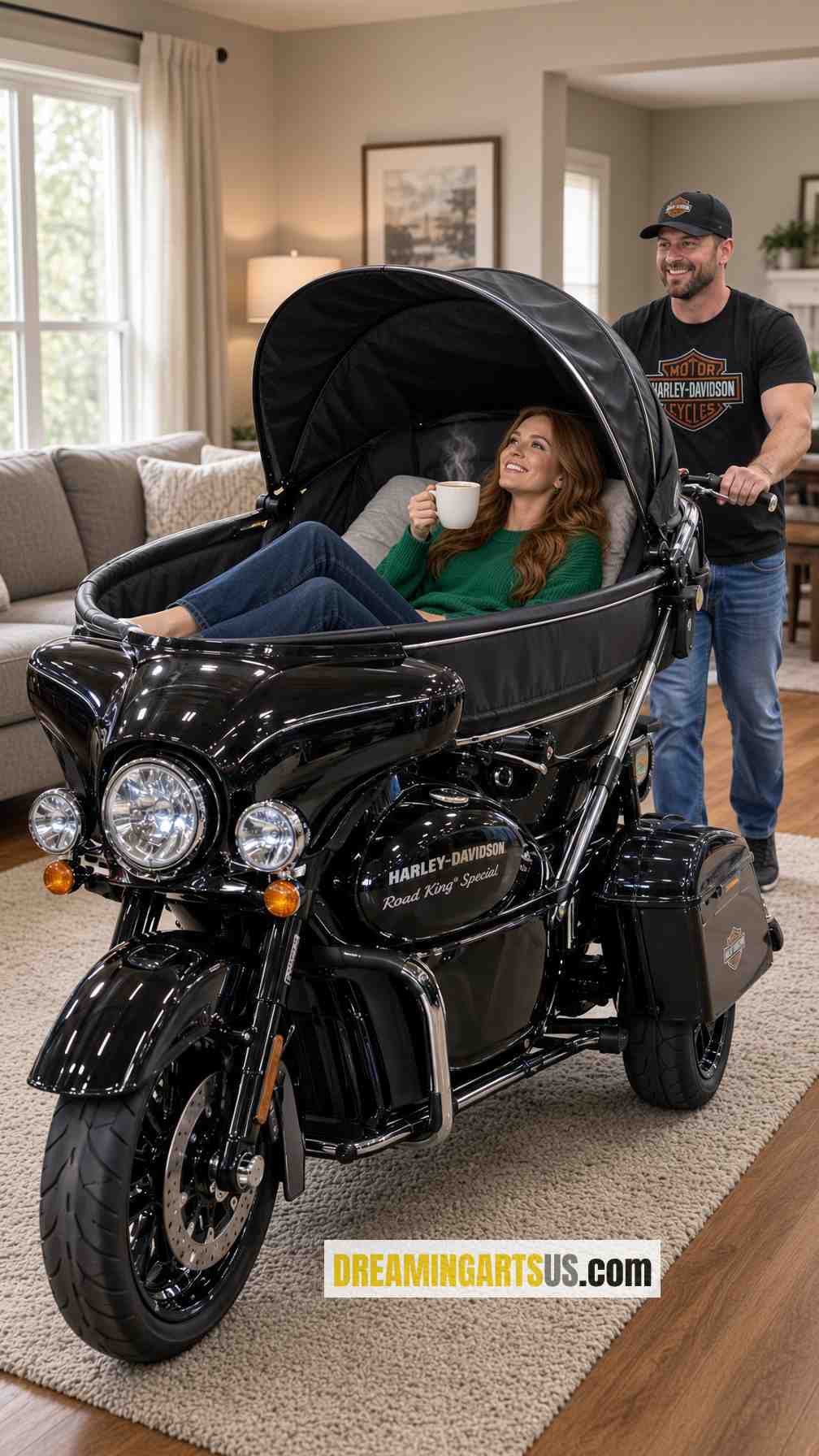 Stunning Harley-shaped adult stroller