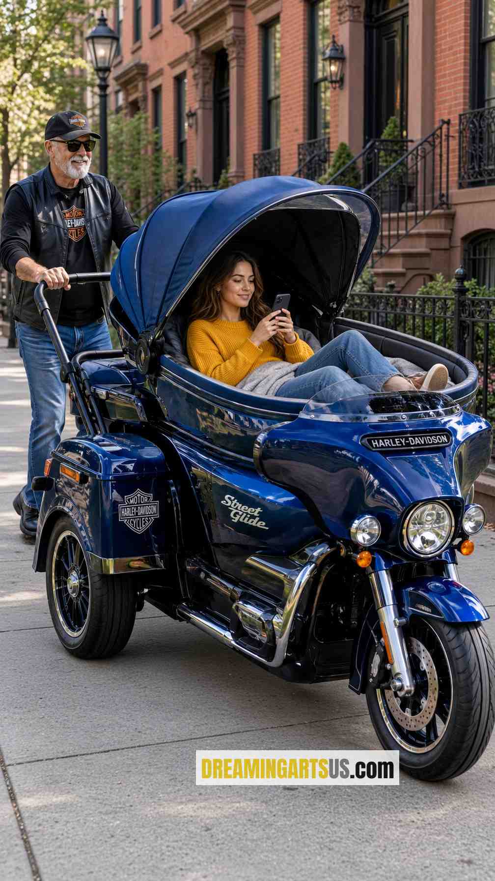 Stunning Harley-shaped adult stroller