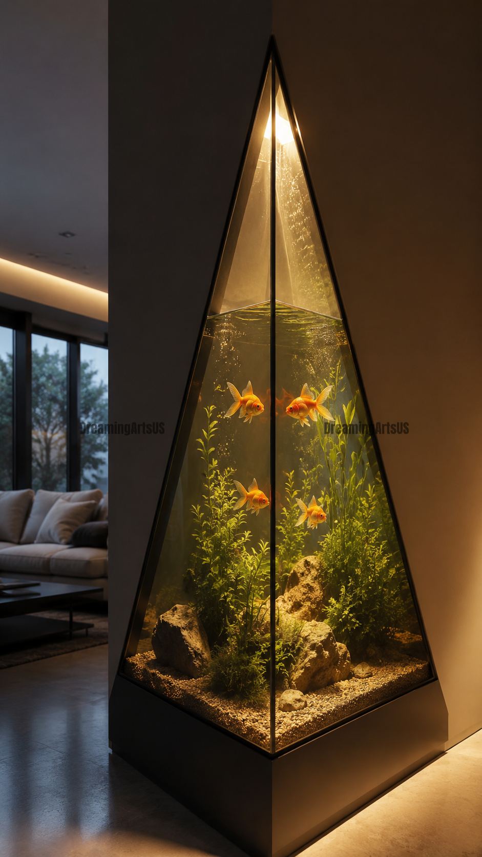 pyramid-inspired aquariums