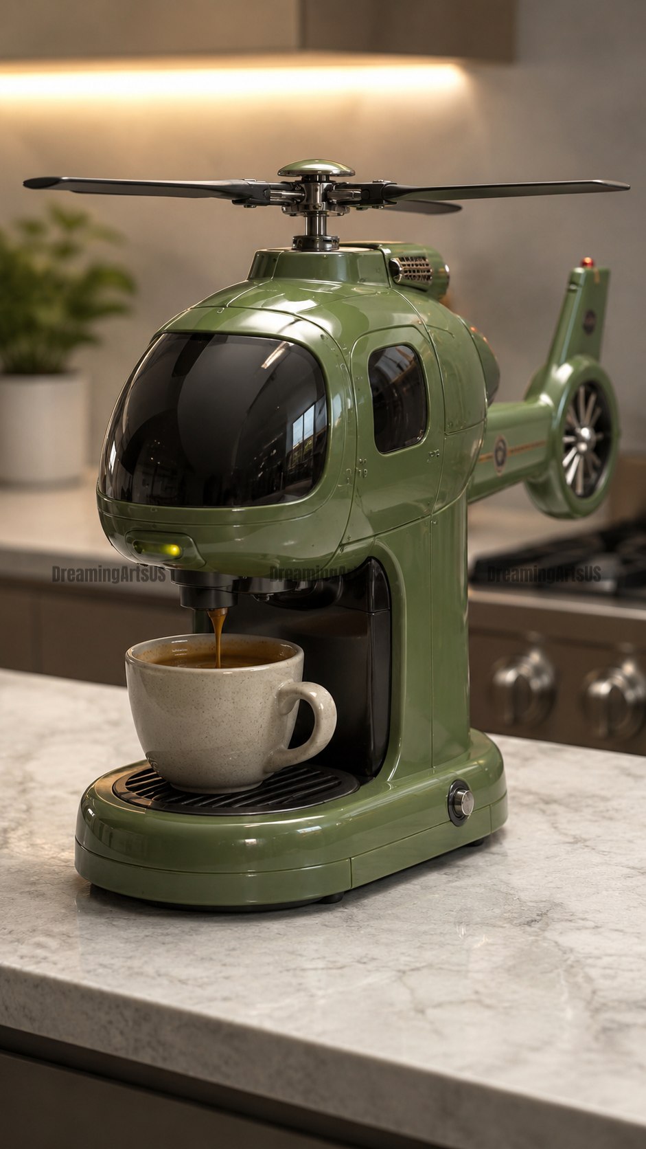helicopter-shaped coffee maker