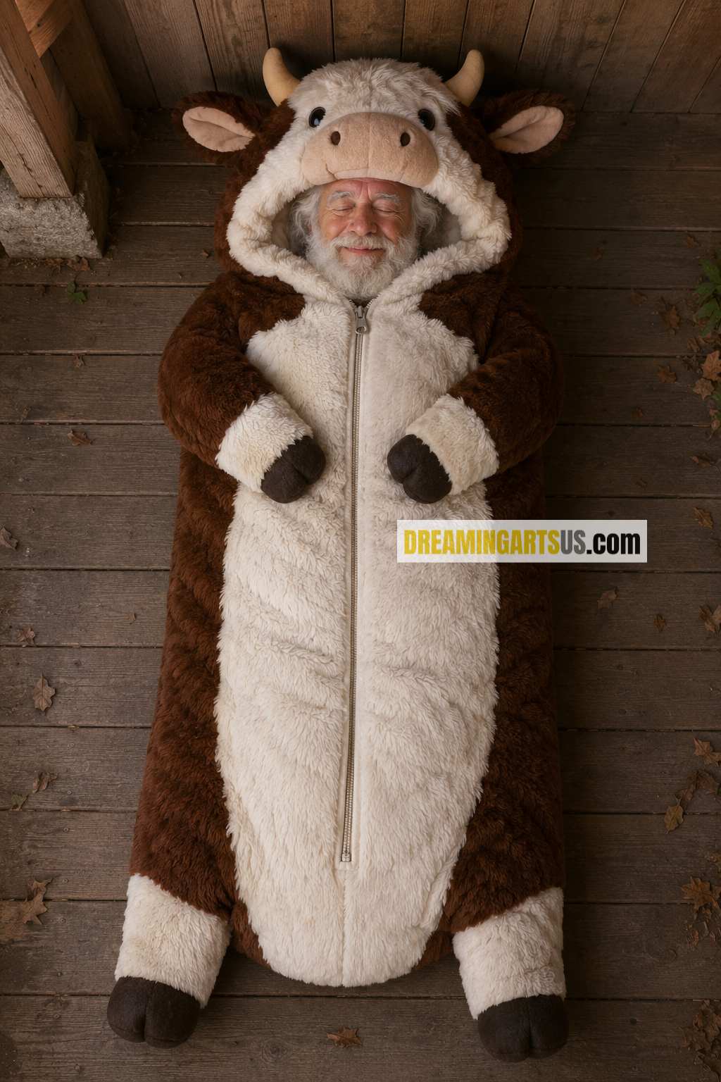 fluffy cow-shaped sleeping bag