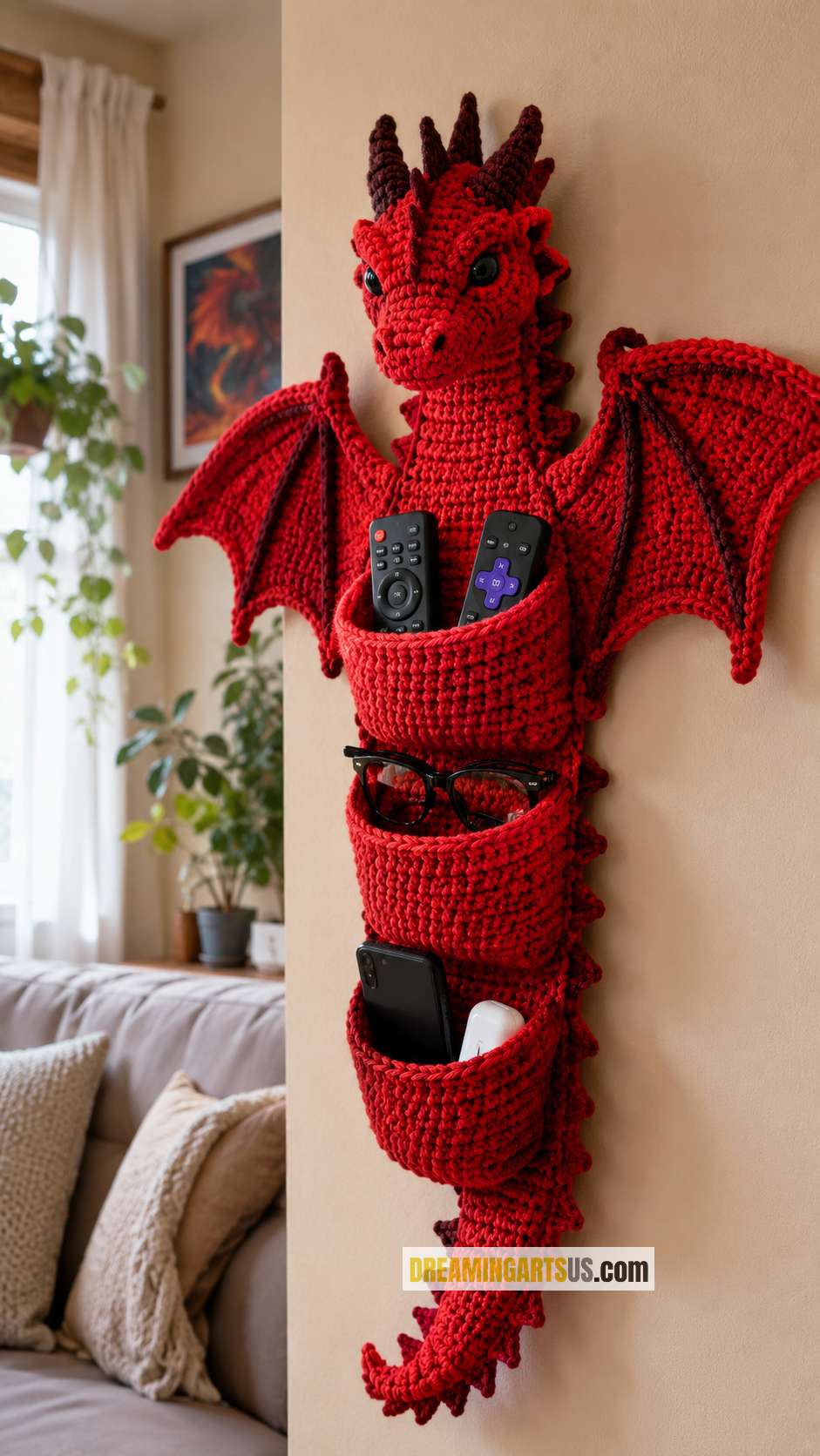 Crochet Dragon Wall Organizer